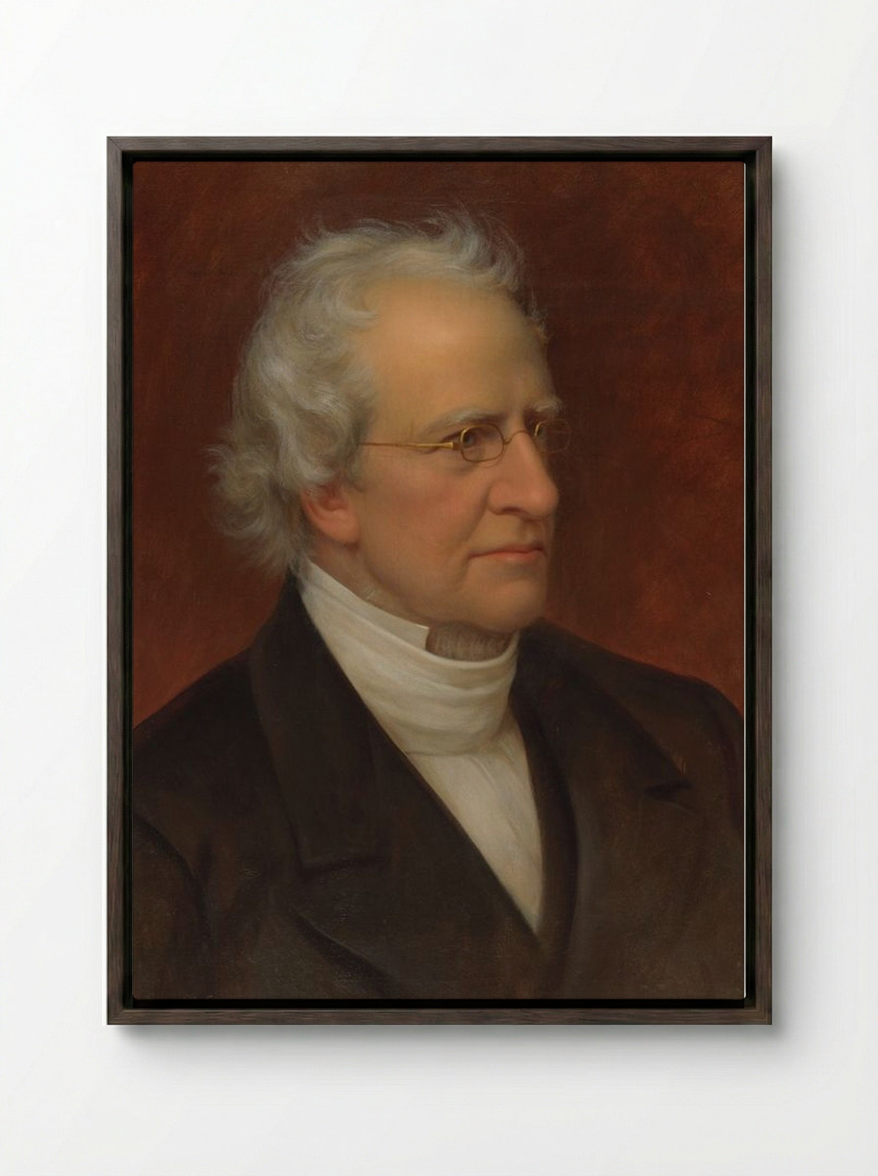 Portrait of the cleric Charles Hodge - John Neagle - Framed Canvas Dark Wood