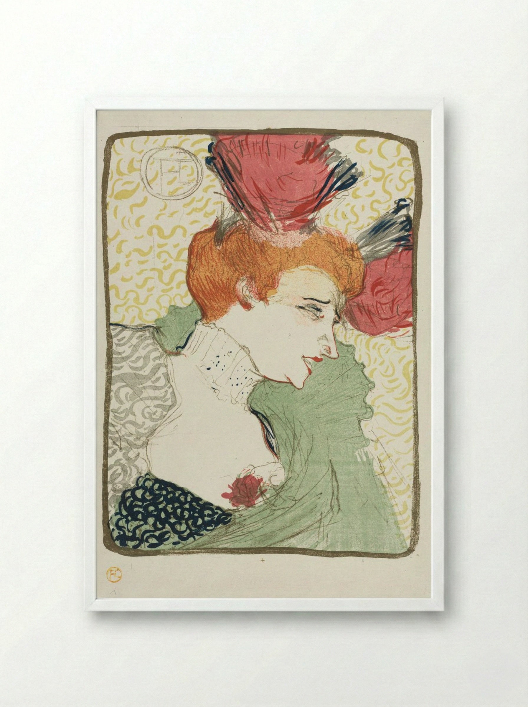 Bust of Mademoiselle Lender - Henri de Toulouse-Lautrec - Framed Print White