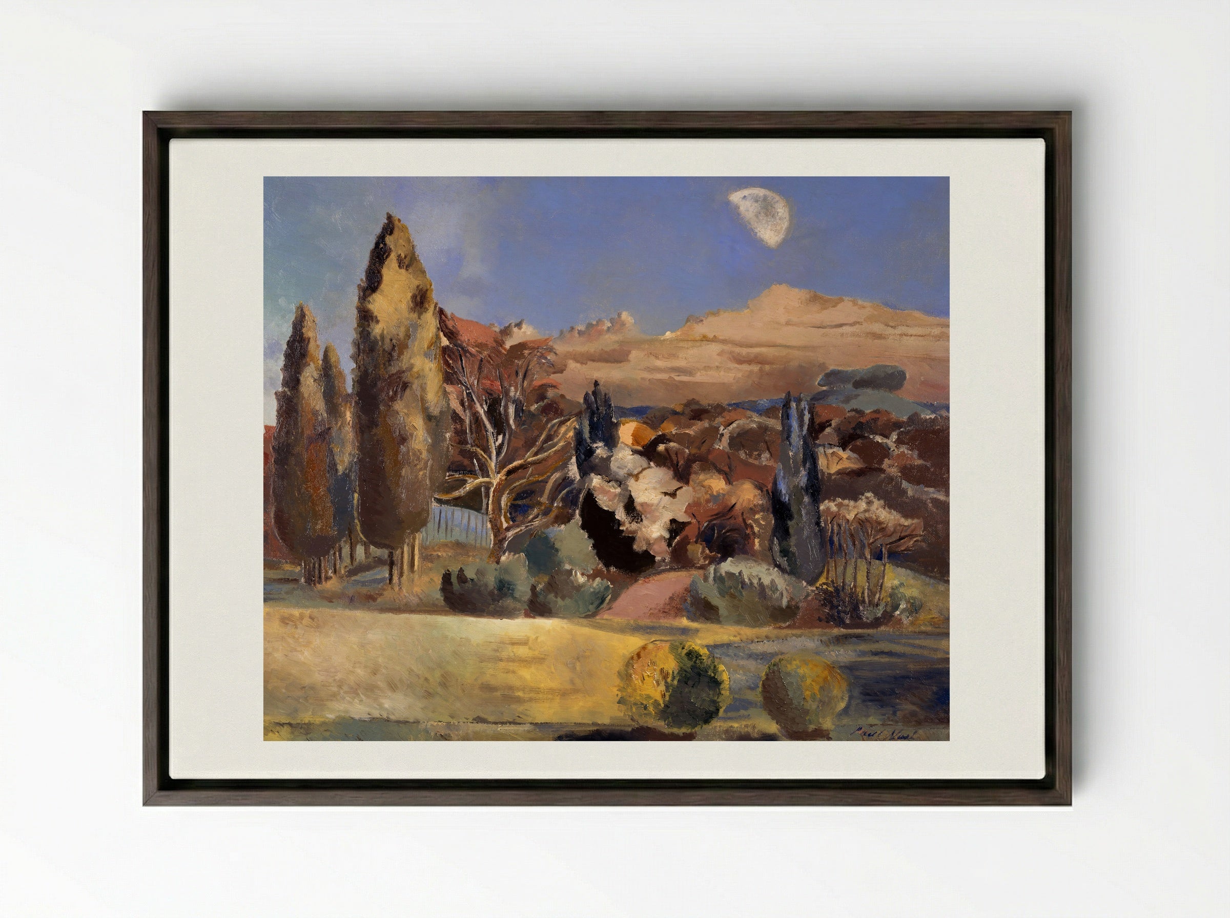 Landscape of the Moon's First Quarter - Paul Nash - Framed Canvas Dark Wood
