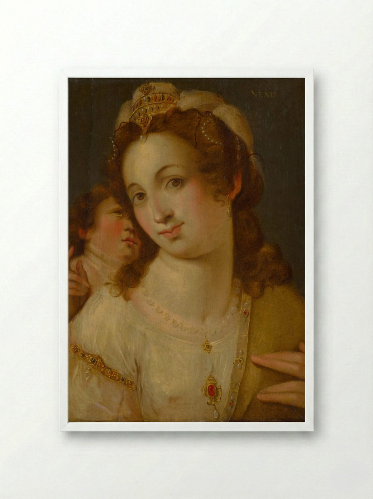 Venus and Cupid - Fine Art Print - Framed Print White