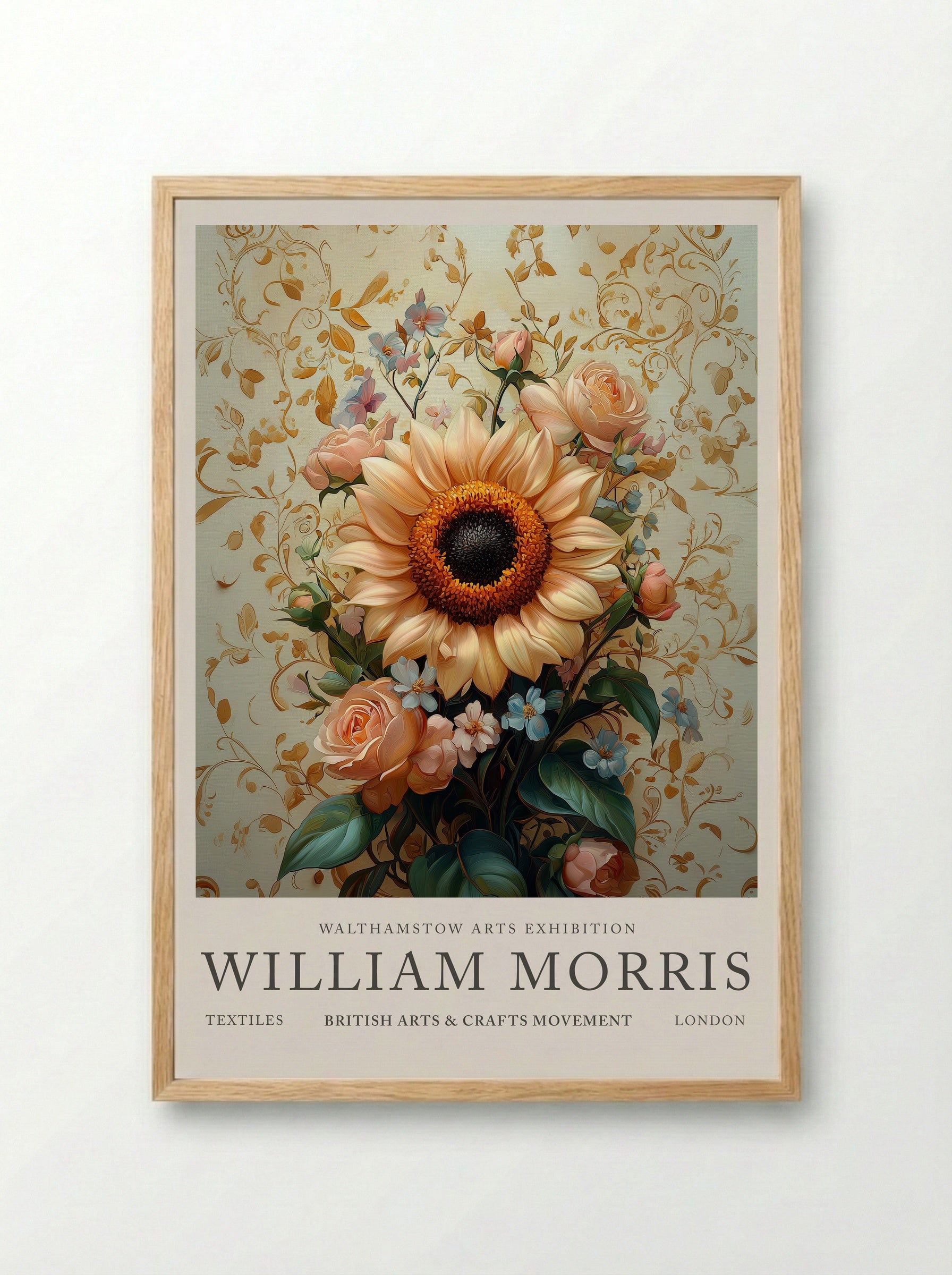 Sunflower Bouquet - William Morris - Framed Print Wood