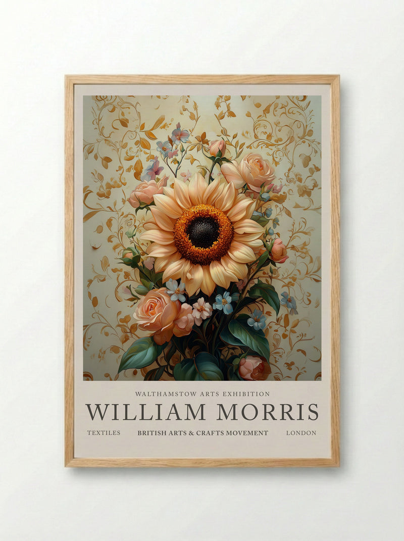 Sunflower Bouquet - William Morris - Framed Print Wood