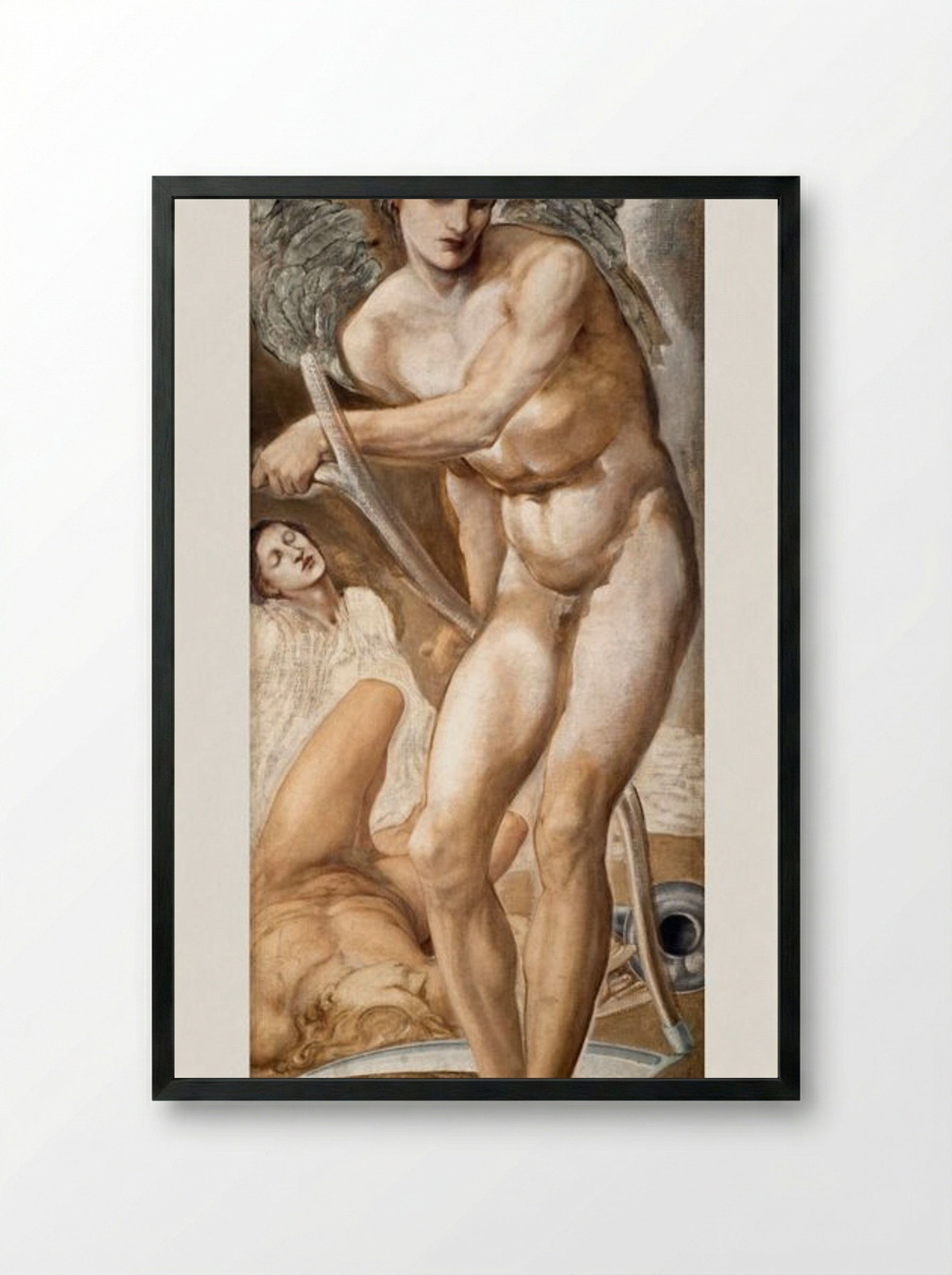 Study of Oblivion Conquering Fame - Edward Burne-Jones - Framed Print Black