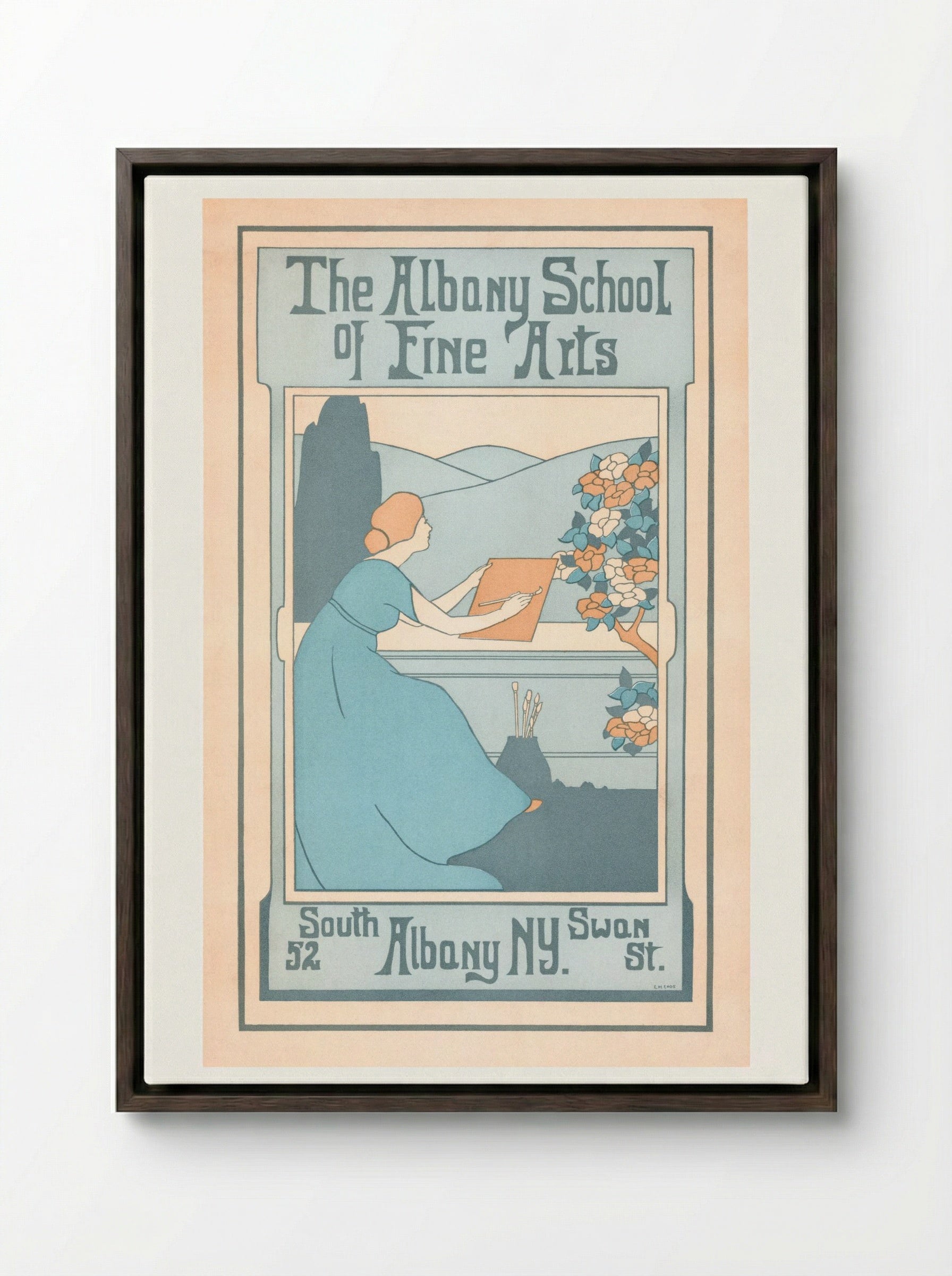 The Albany School of Fine Arts, 52 South Swan St., Albany, NY - E.M. Enos - Framed Canvas Dark Wood