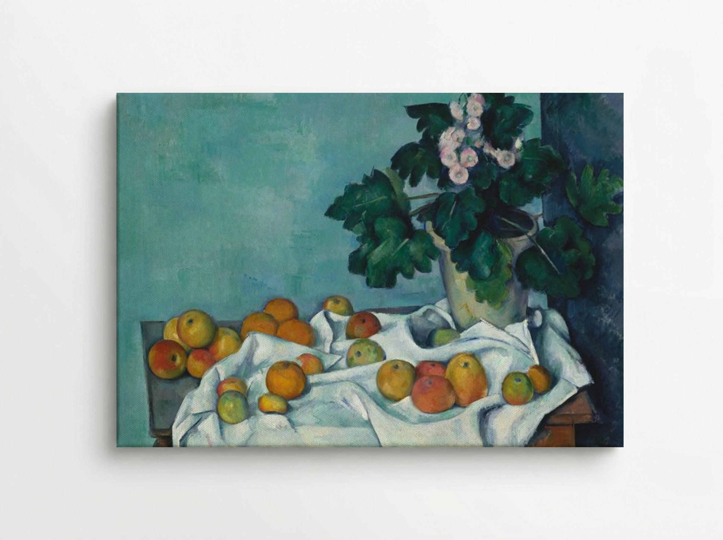 Still Life with Apples and a Pot of Primroses - Paul Cézanne - Canvas
