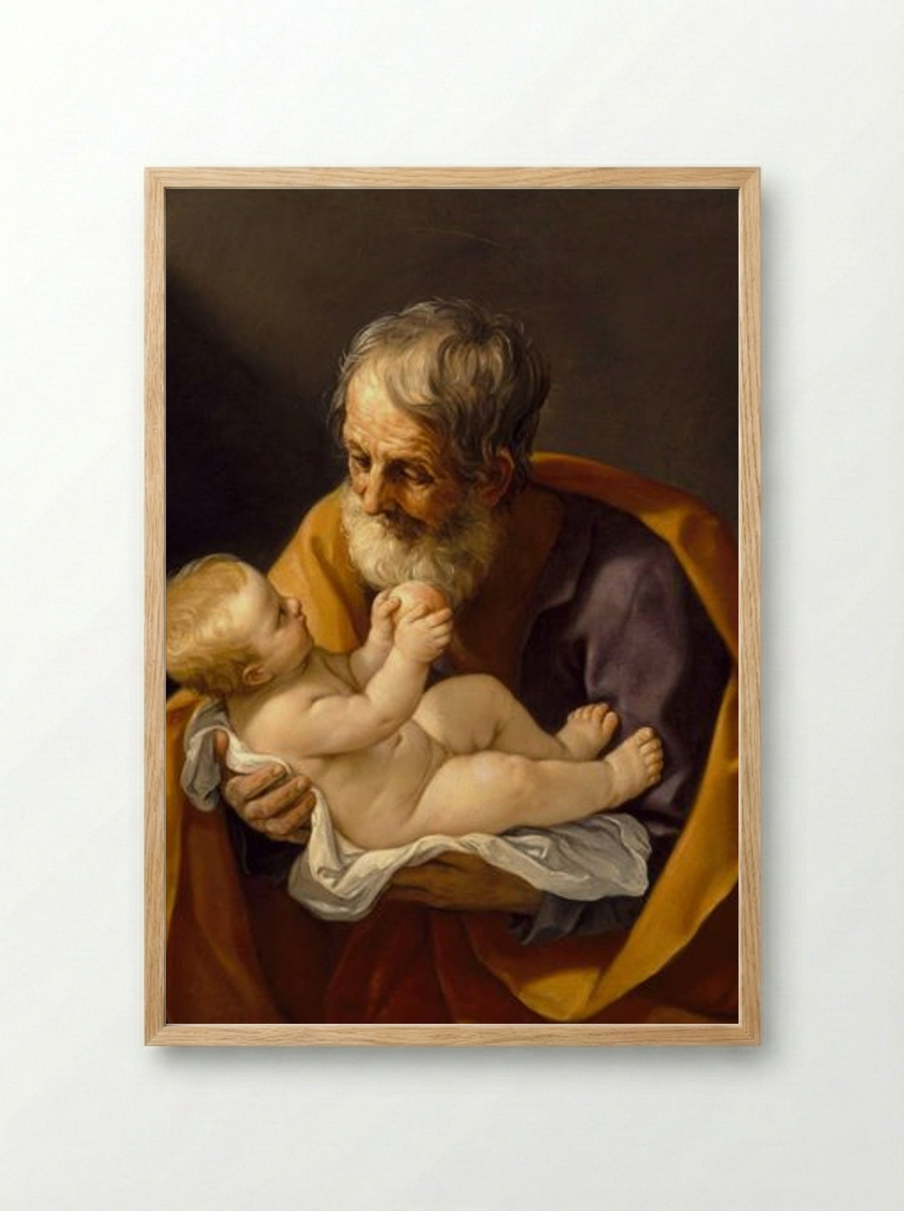 Saint Joseph and the Christ Child - Guido Reni - Framed Print Wood