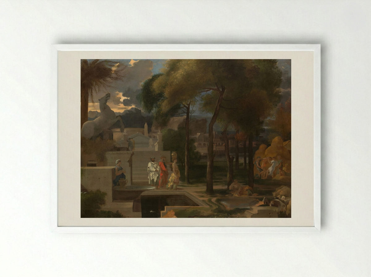 A Classical Landscape - Sébastien Bourdon - Framed Print White