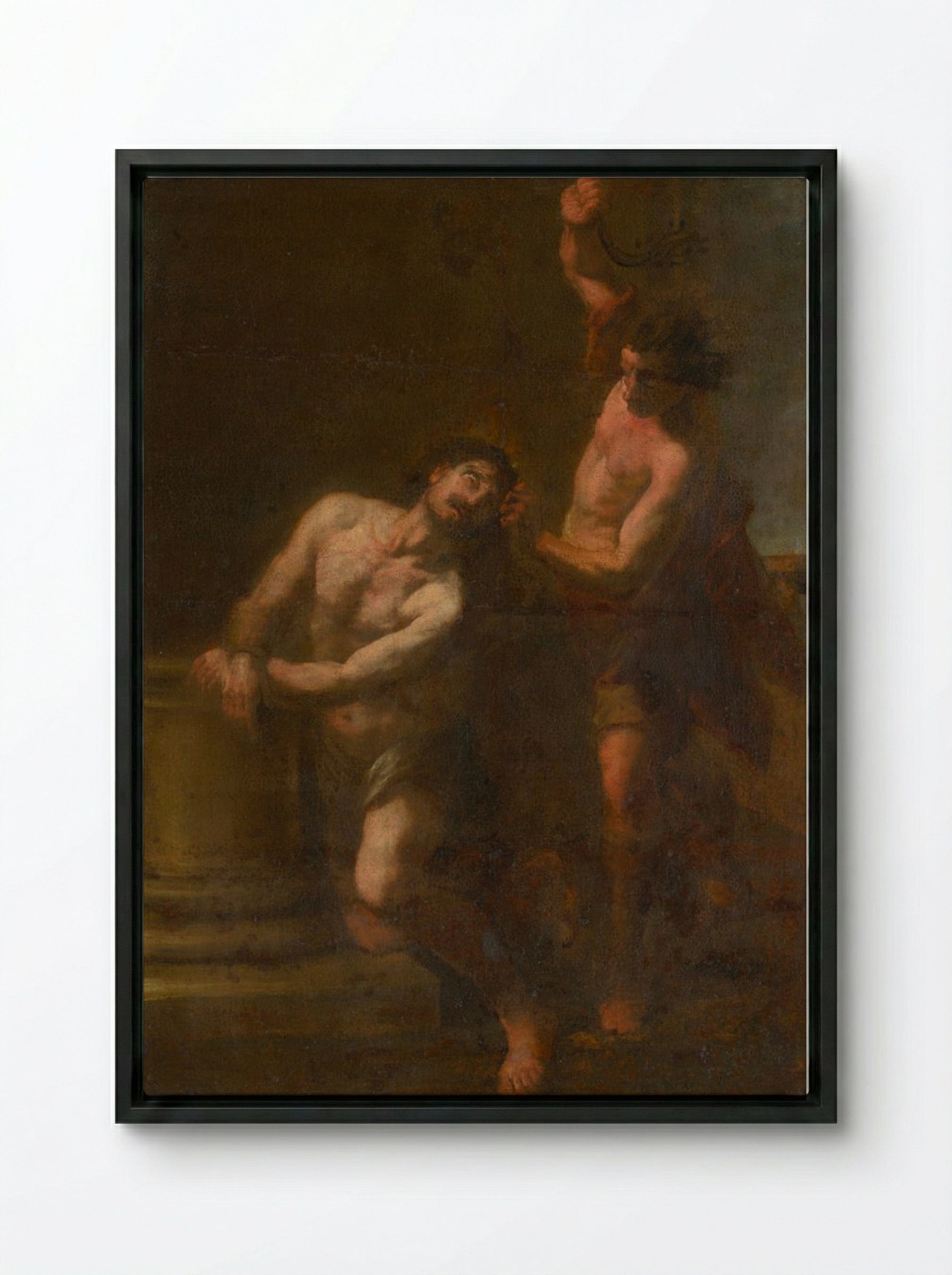 The Flagellation of Christ - Fine Art Print - Framed Canvas Black