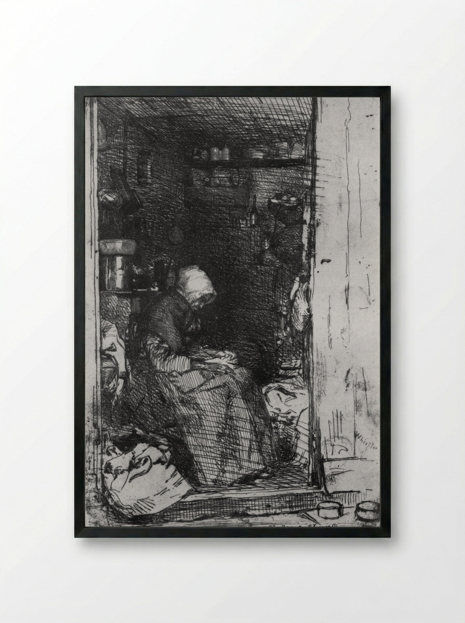 Old Woman with Rags - James McNeill Whistler - Framed Print Black