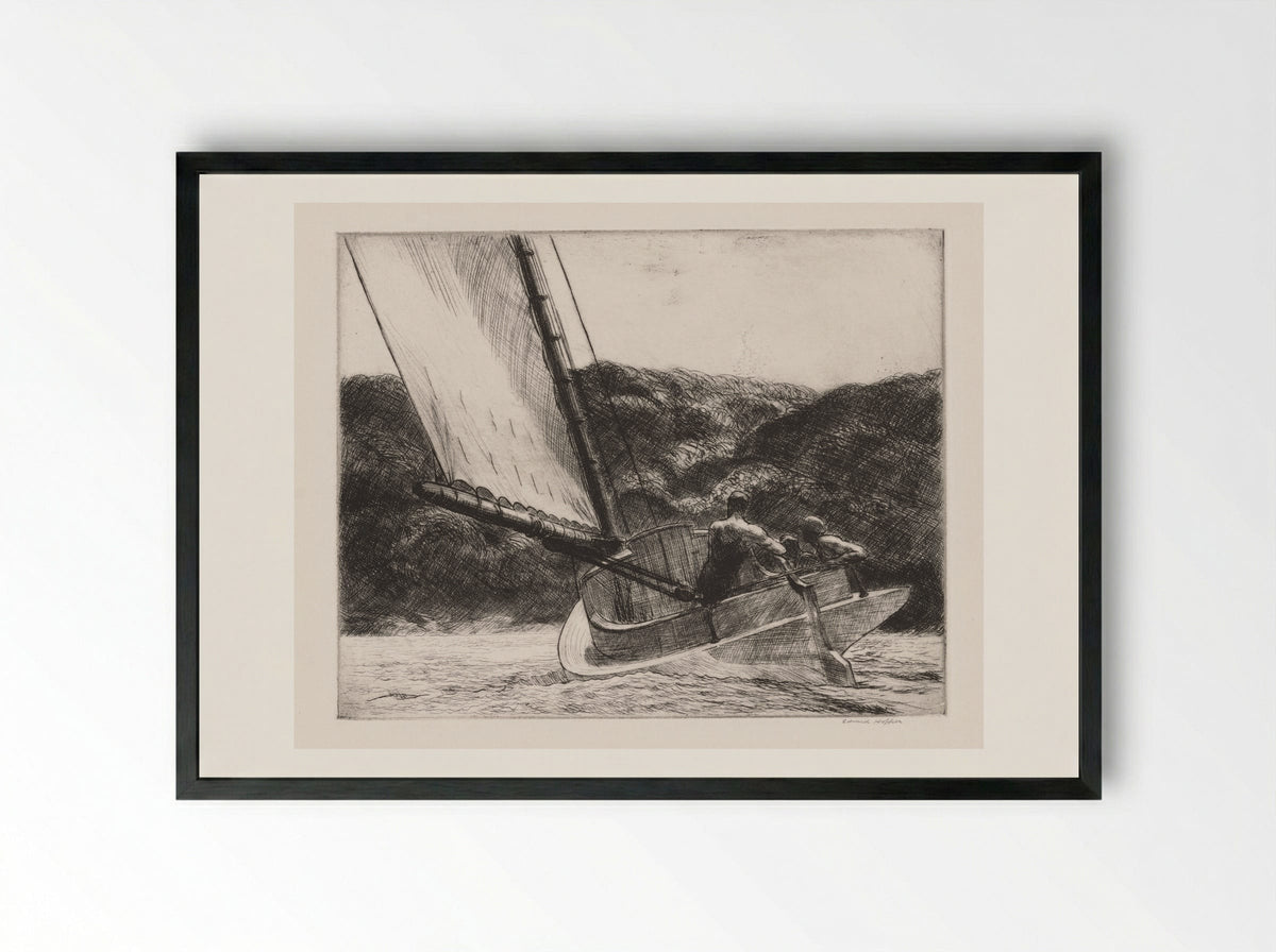 The Cat Boat - Edward Hopper - Framed Print Black