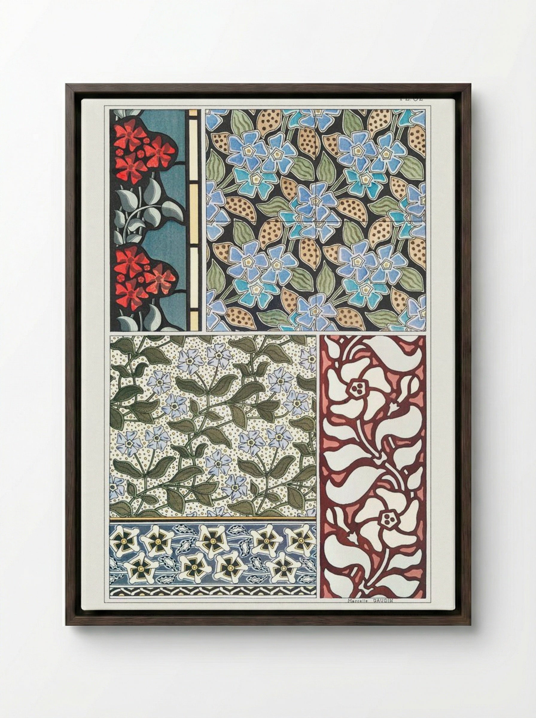 Pervenche (Periwinkle) from La Plante et ses Applications ornementales - Maurice Pillard Verneuil - Framed Canvas Dark Wood