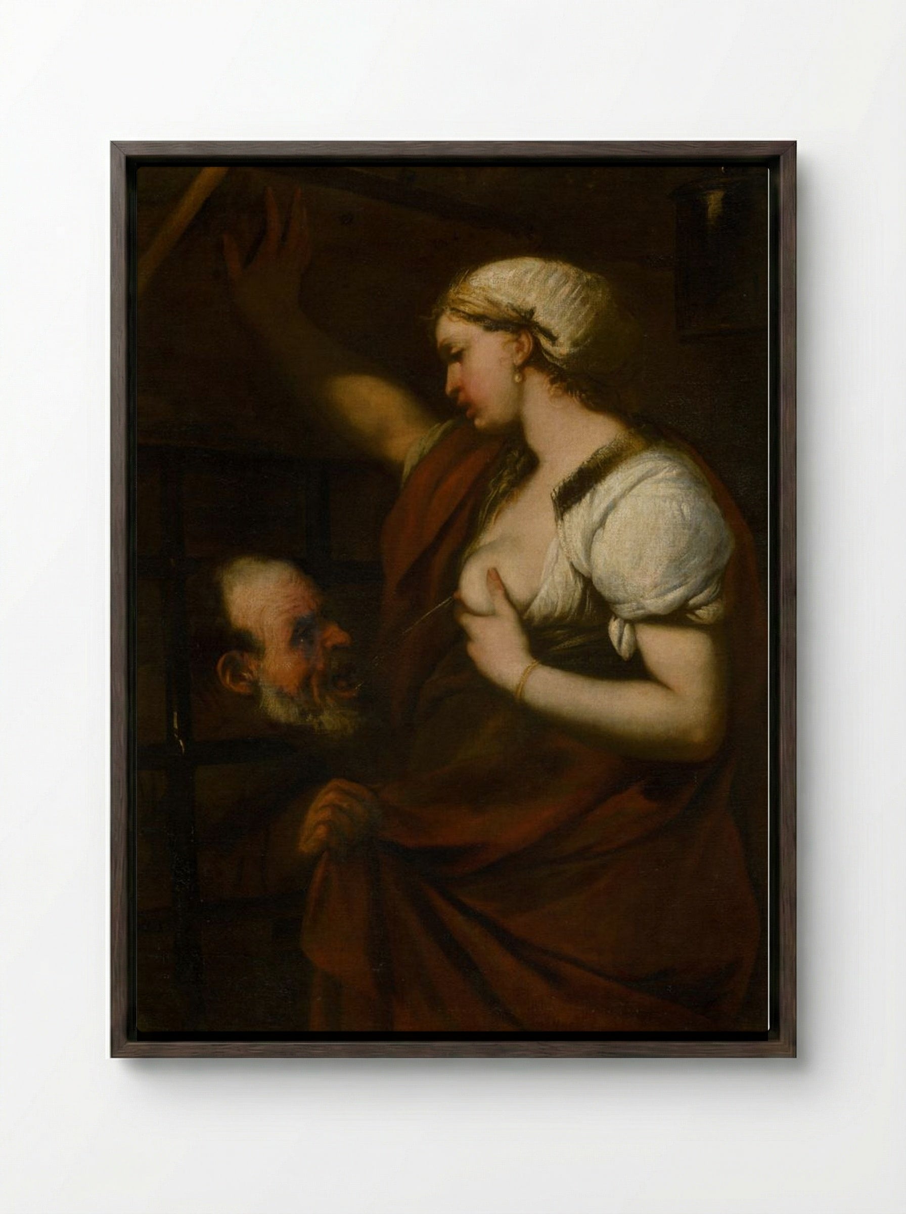 Roman Charity (Cimon and Pero) - Peter Paul Rubens - Framed Canvas Dark Wood