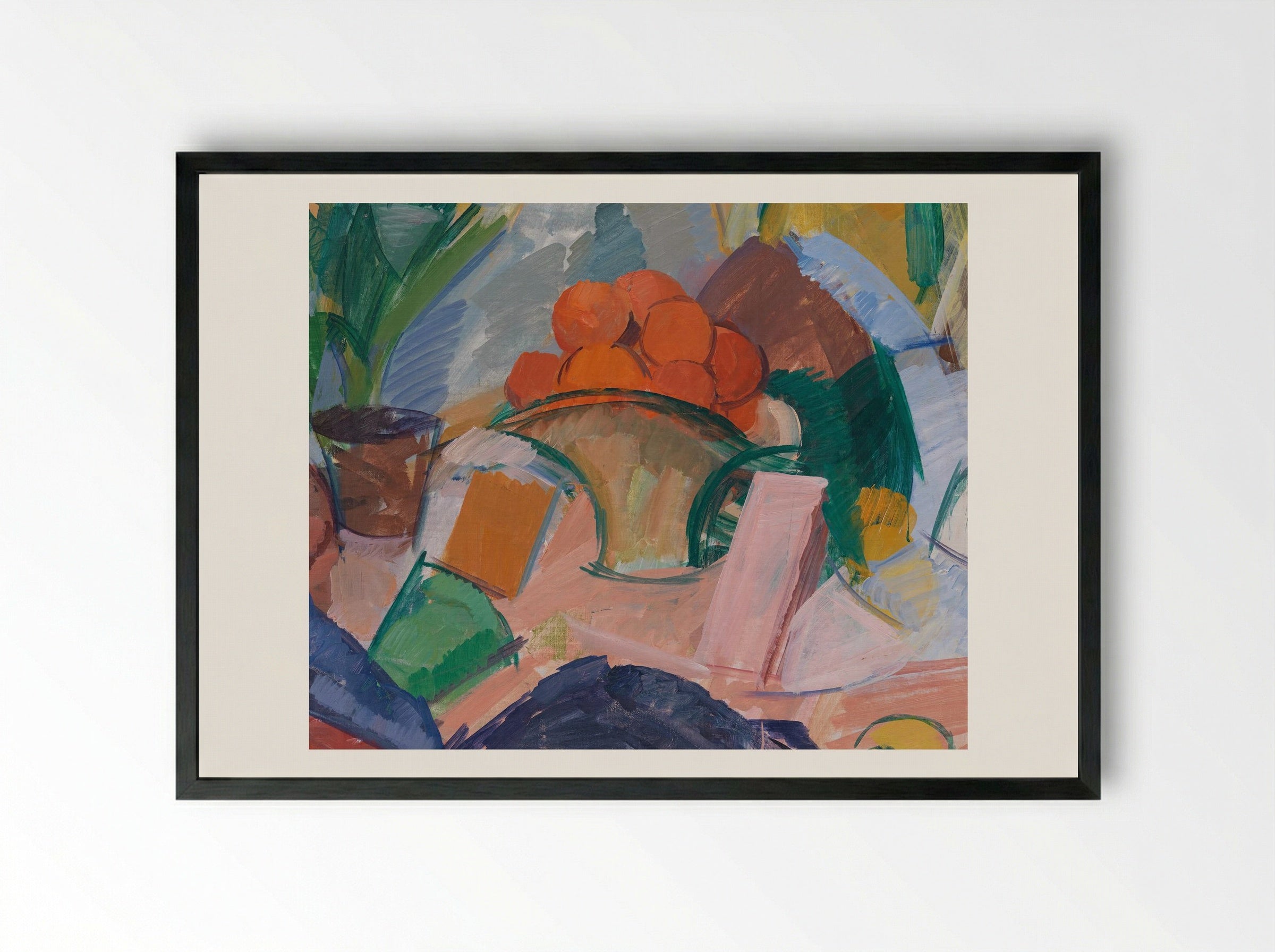 Still Life with Oranges in a Basket - Edvard Weie - Framed Print Black