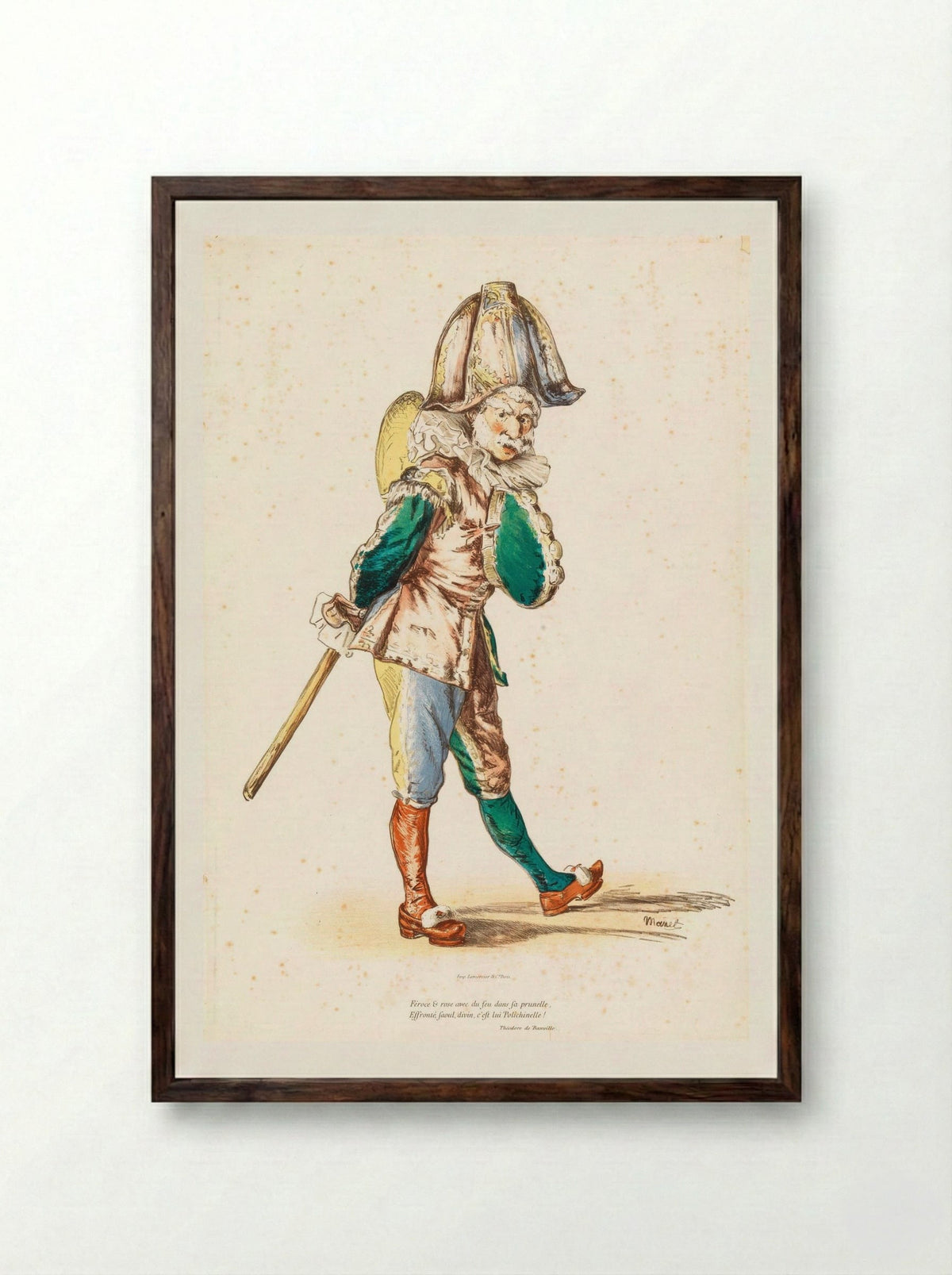 Polichinelle - Édouard Manet - Framed Print Dark Wood