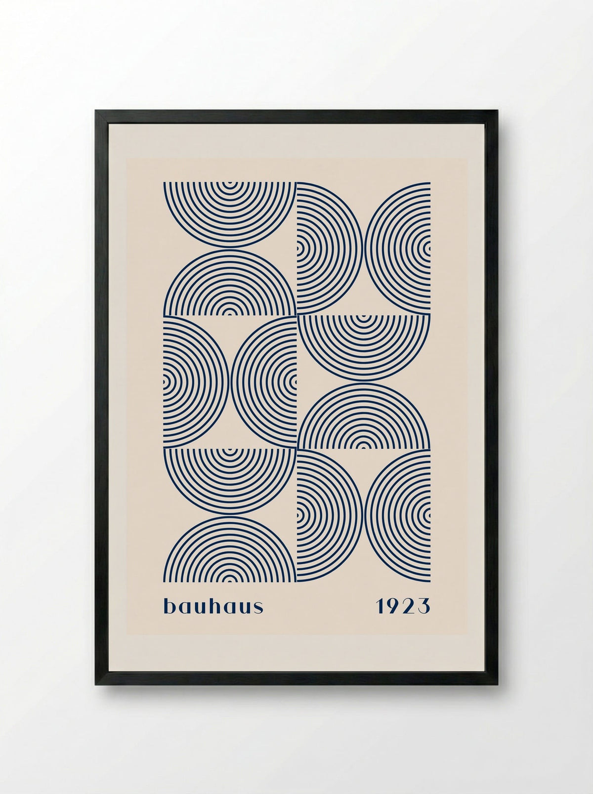 Bauhaus Navy Half-Circles 1923 - Framed Print Black