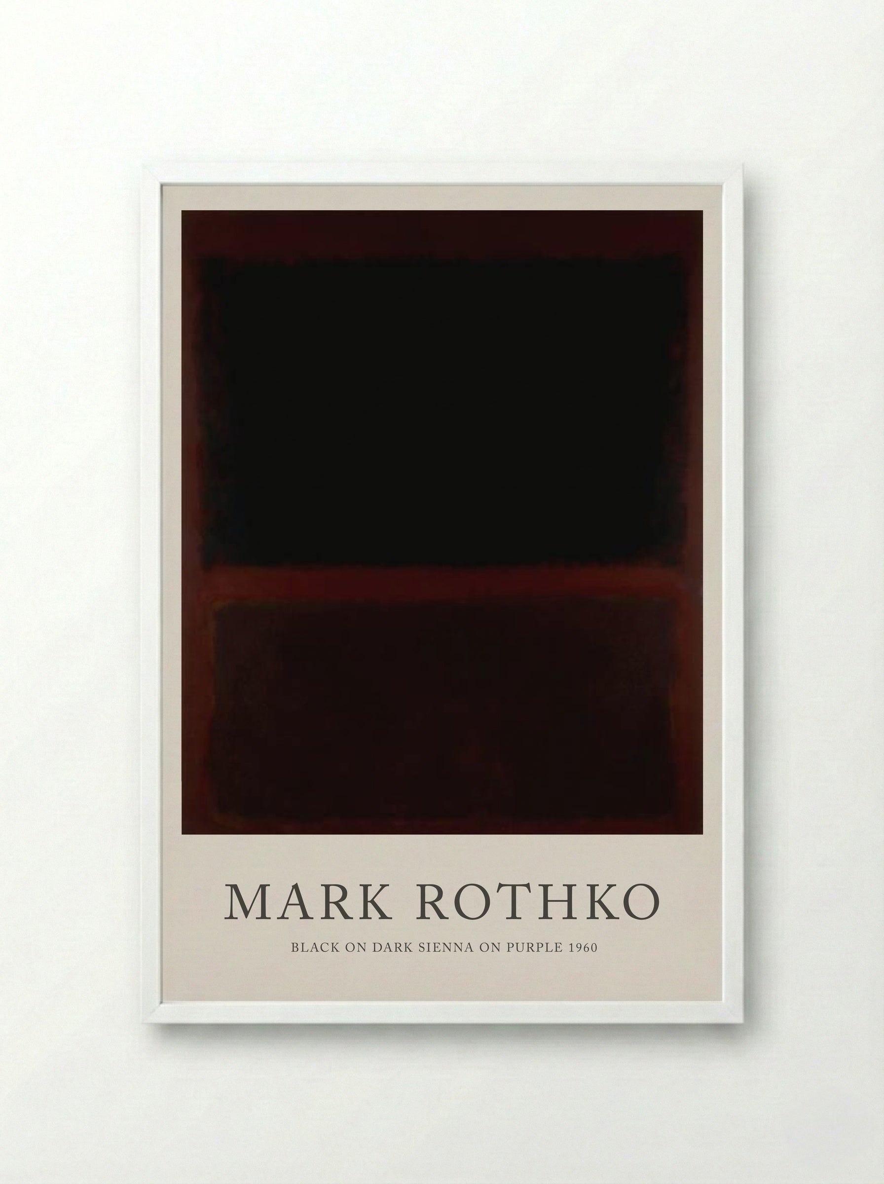 Black on Dark Sienna on Purple - Mark Rothko - Framed Print White