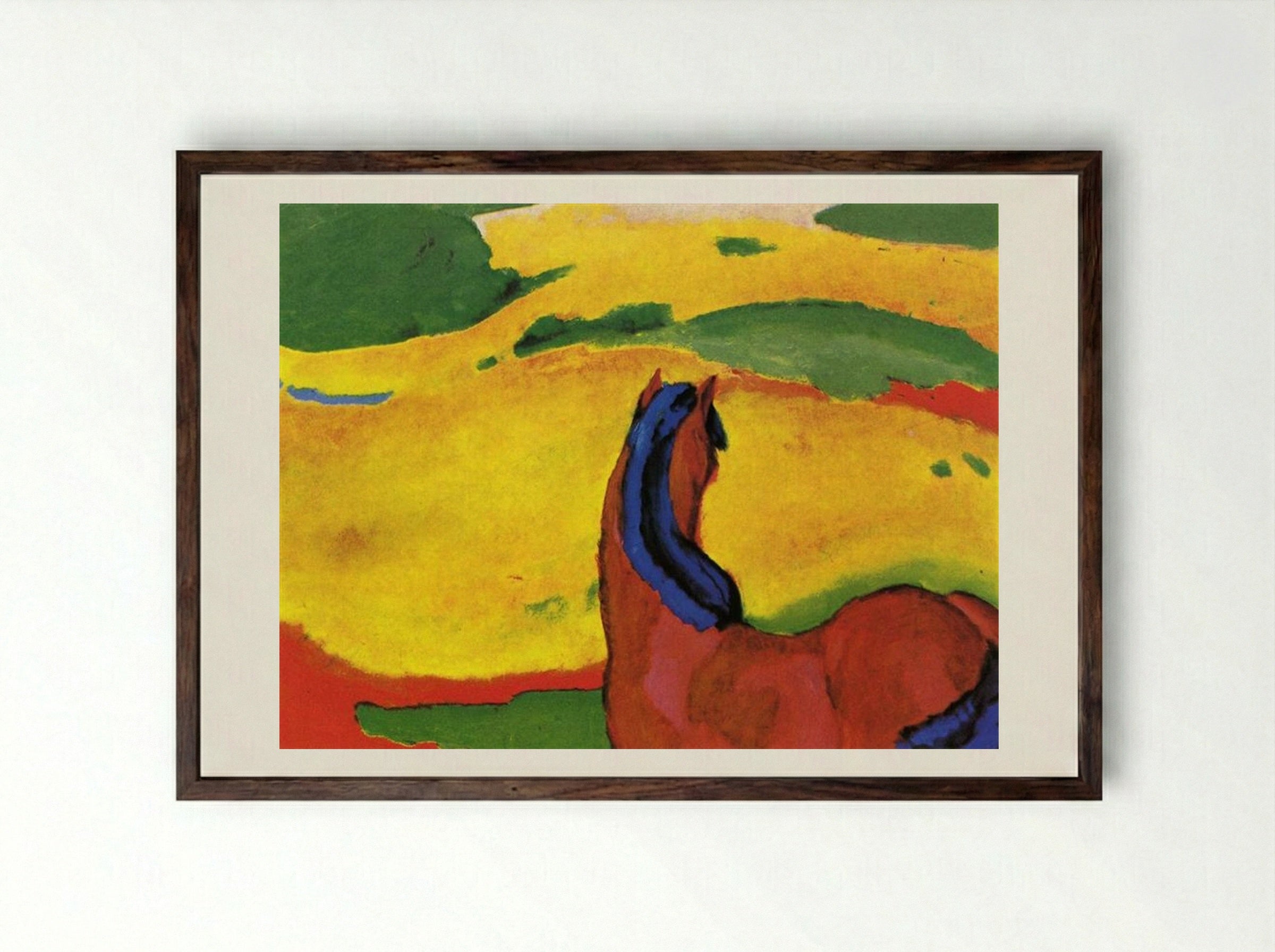 Horse in a Landscape - Franz Marc - Framed Print Dark Wood