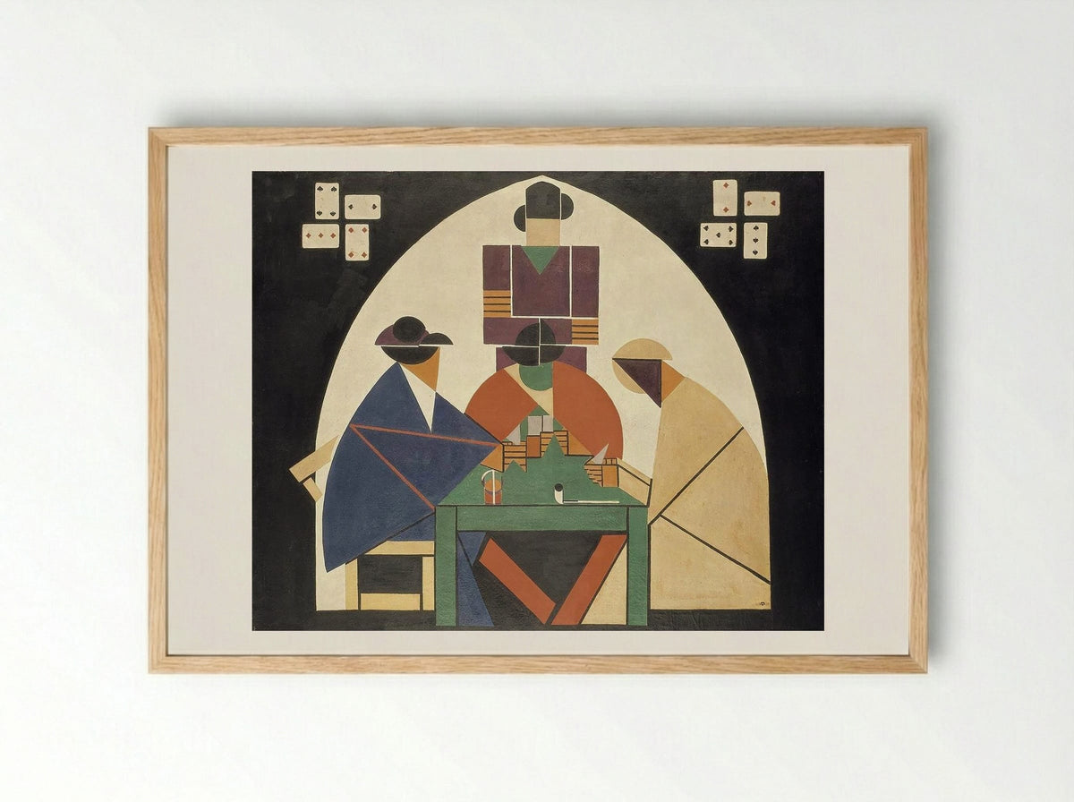 The Card Players - Carlo Carrà - Framed Print Wood
