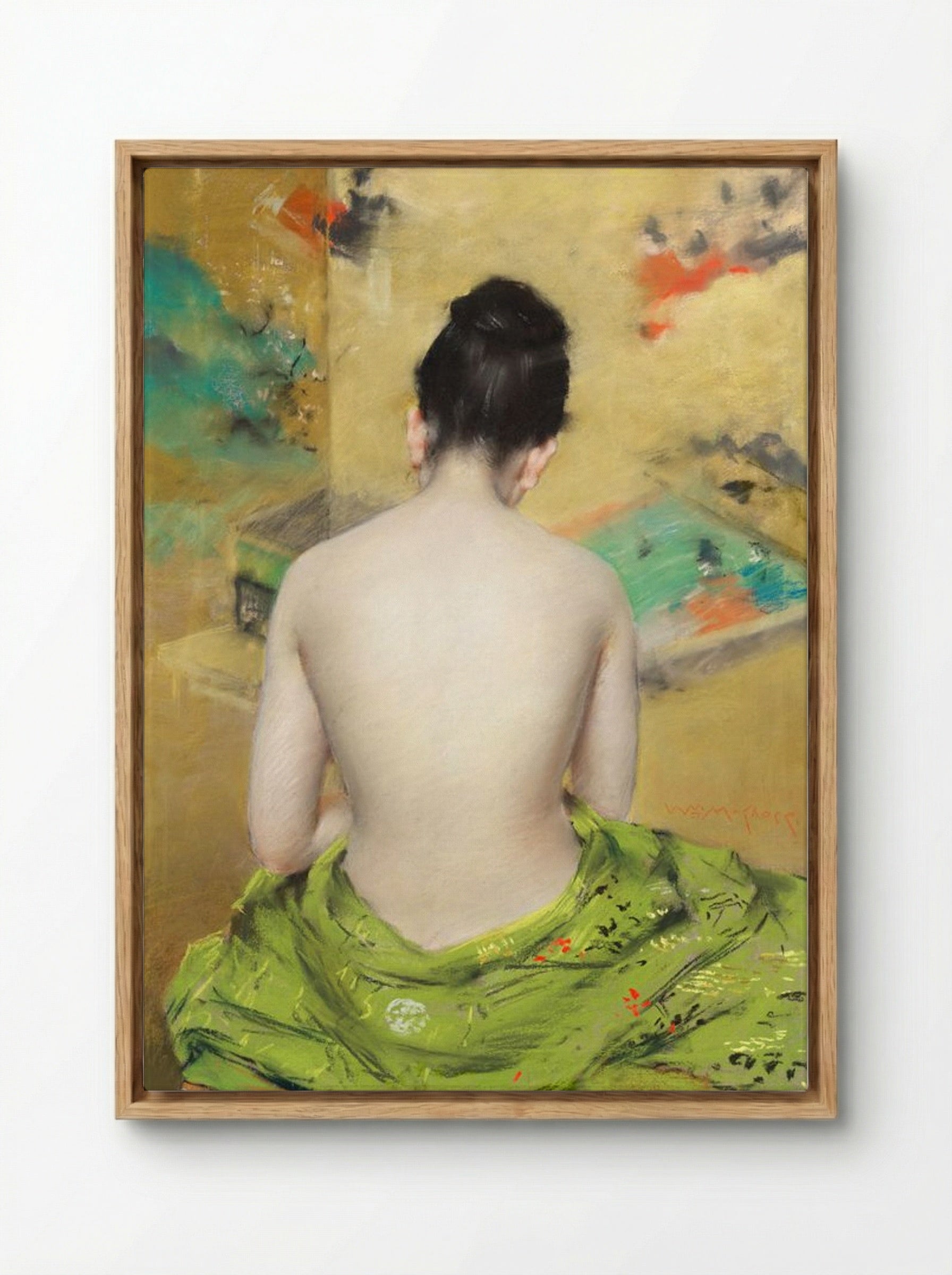 Study of a Japanese Model (Back View) - William Merritt Chase - Framed Canvas Wood