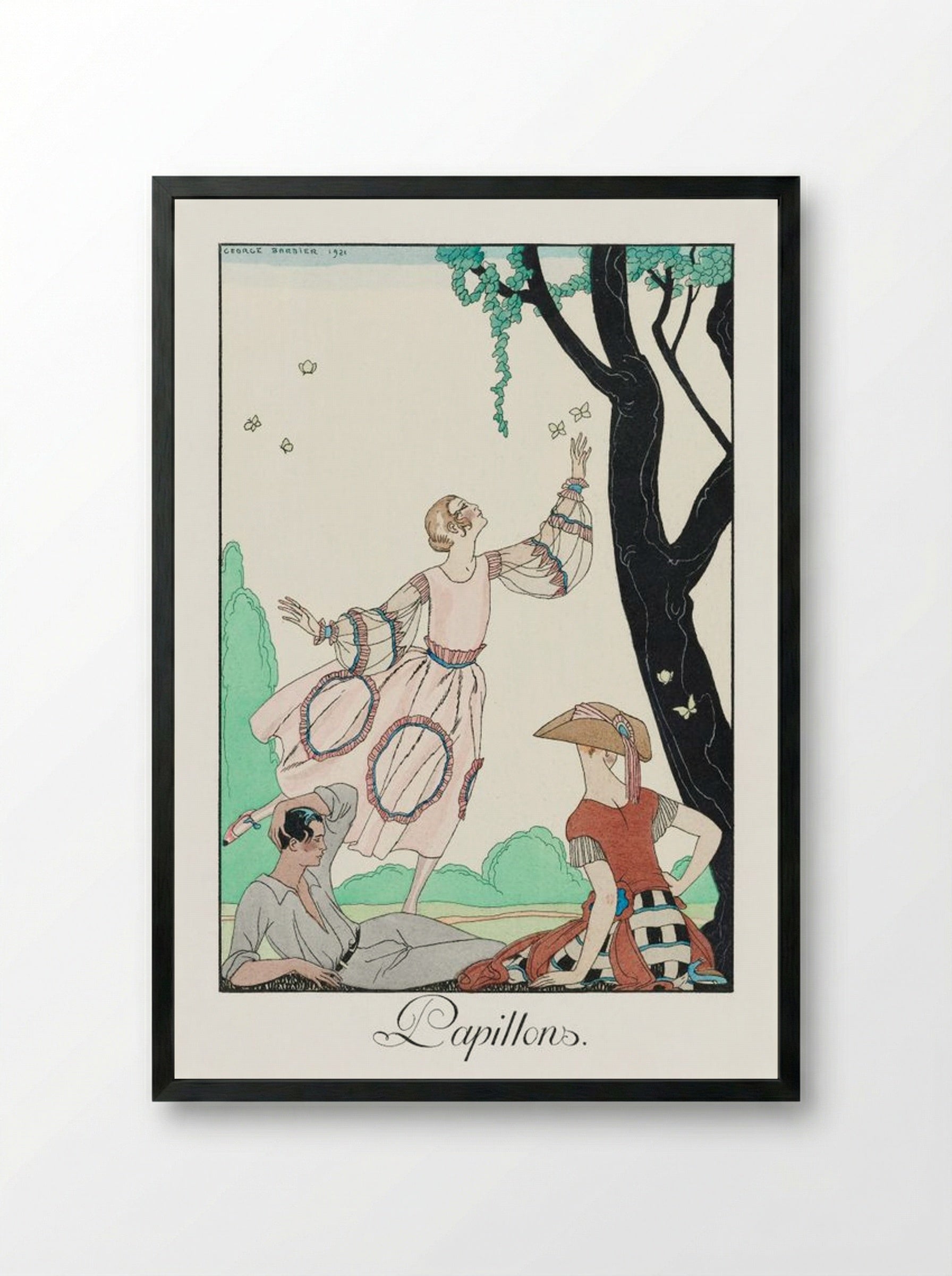Papillons - George Barbier - Framed Print Black