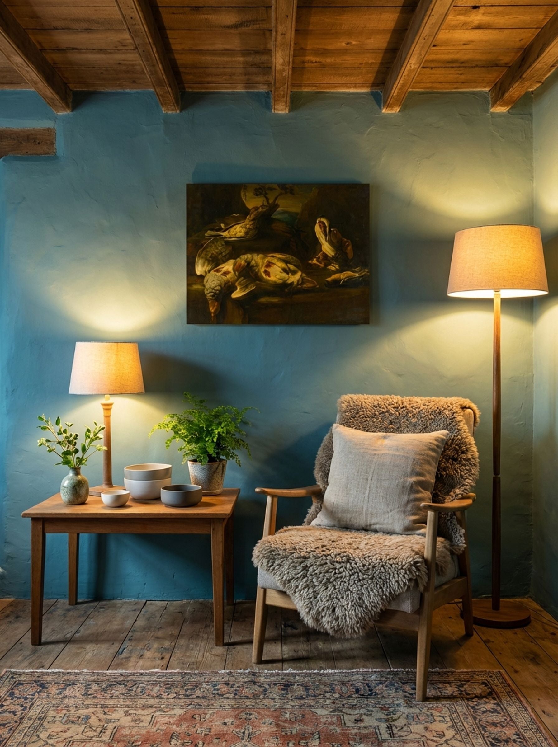 Hunting Still Life with Birds and Dog - Fine Art Print - Lifestyle