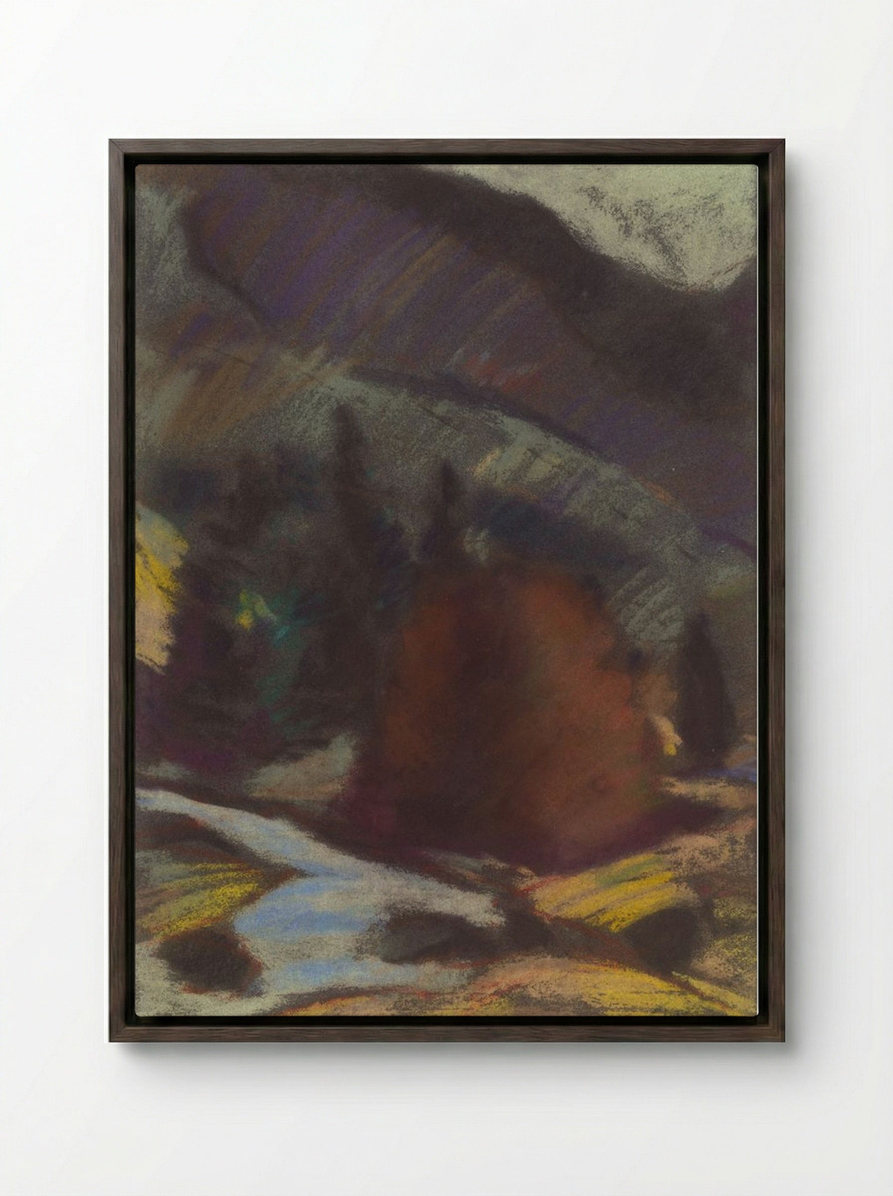 Below the Mountain - Zolo Palugyay - Framed Canvas Dark Wood
