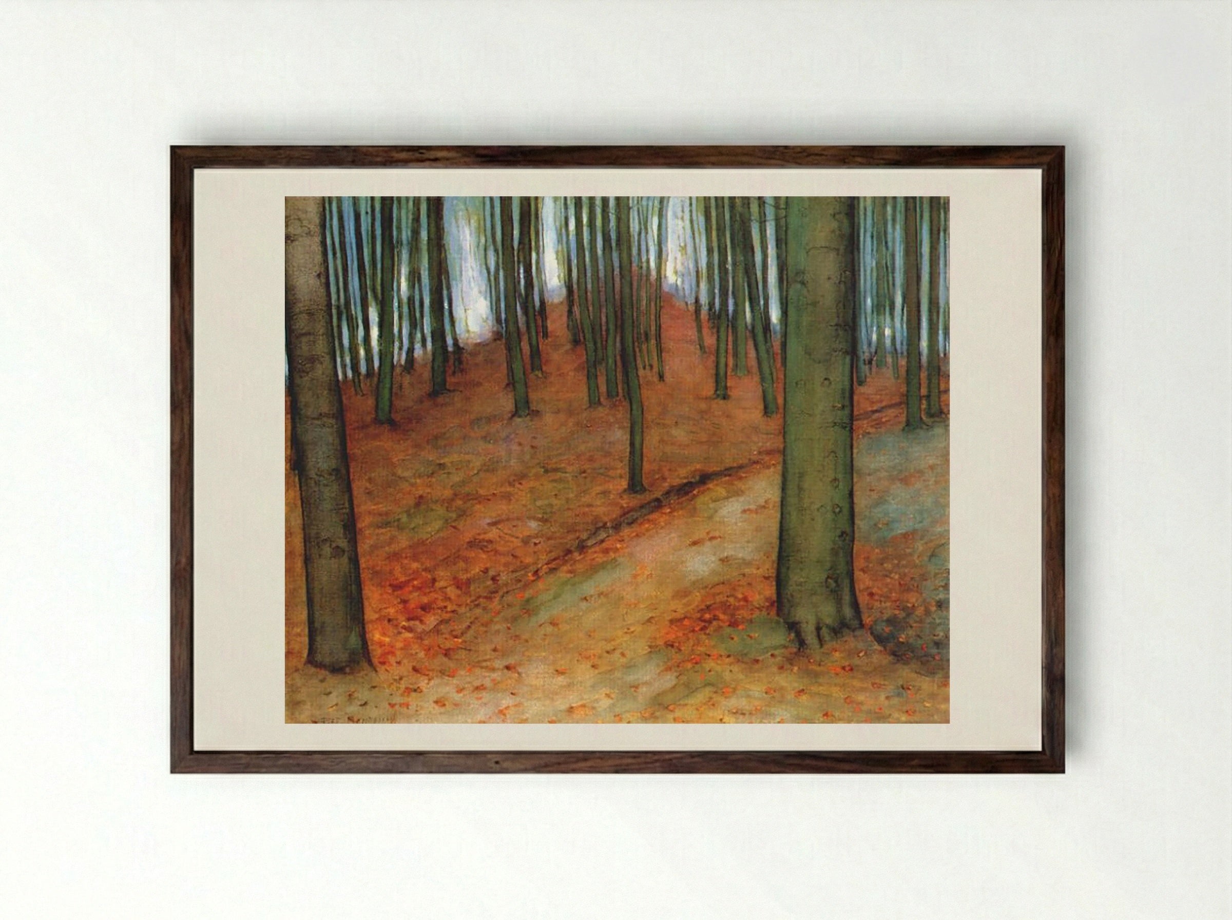 Wood with Beech Trees - Piet Mondrian - Framed Print Dark Wood