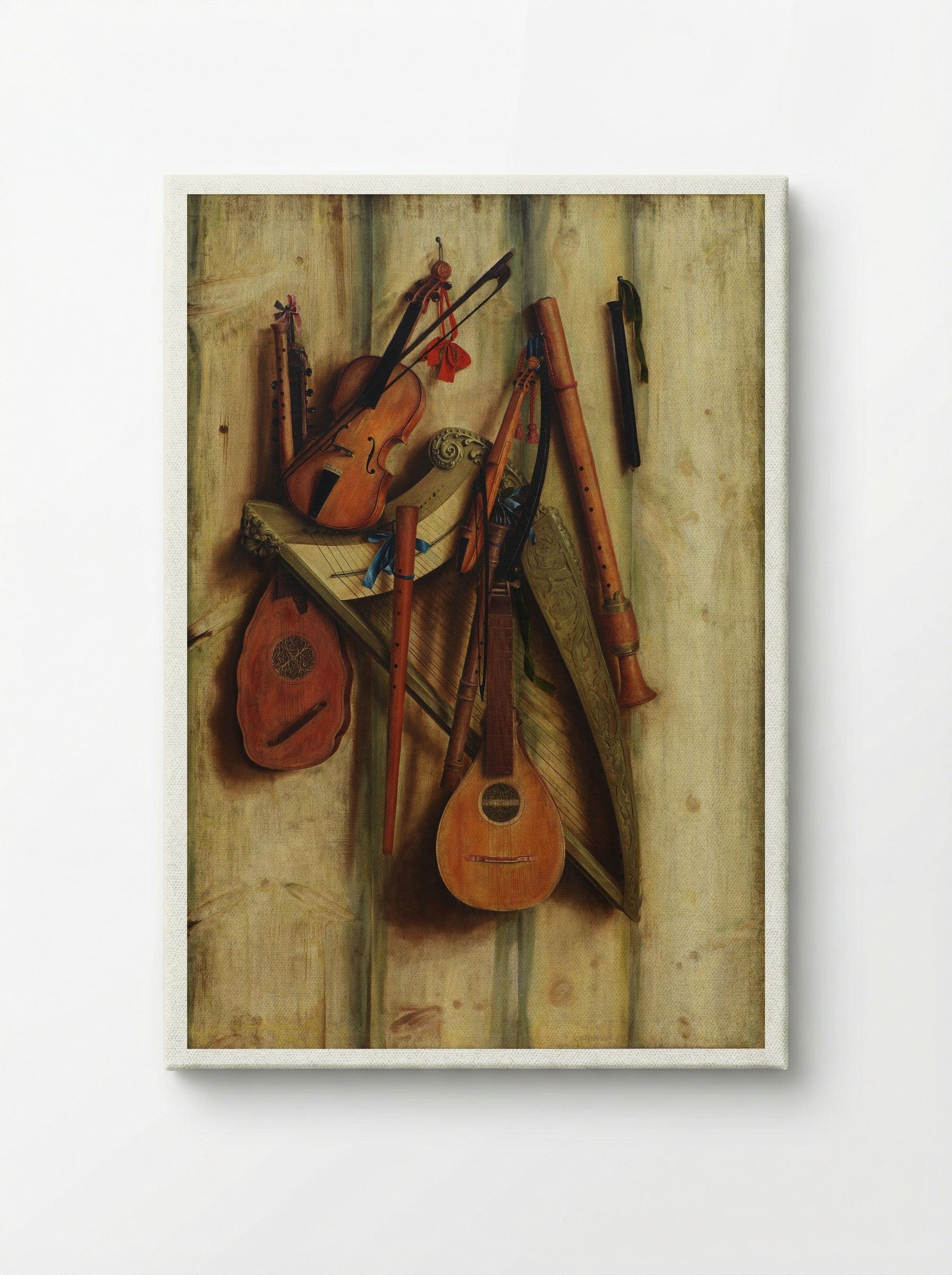 Board Wall with Musical Instruments (Trompe l'Oeil) - Franciscus Gijsbrechts - Canvas