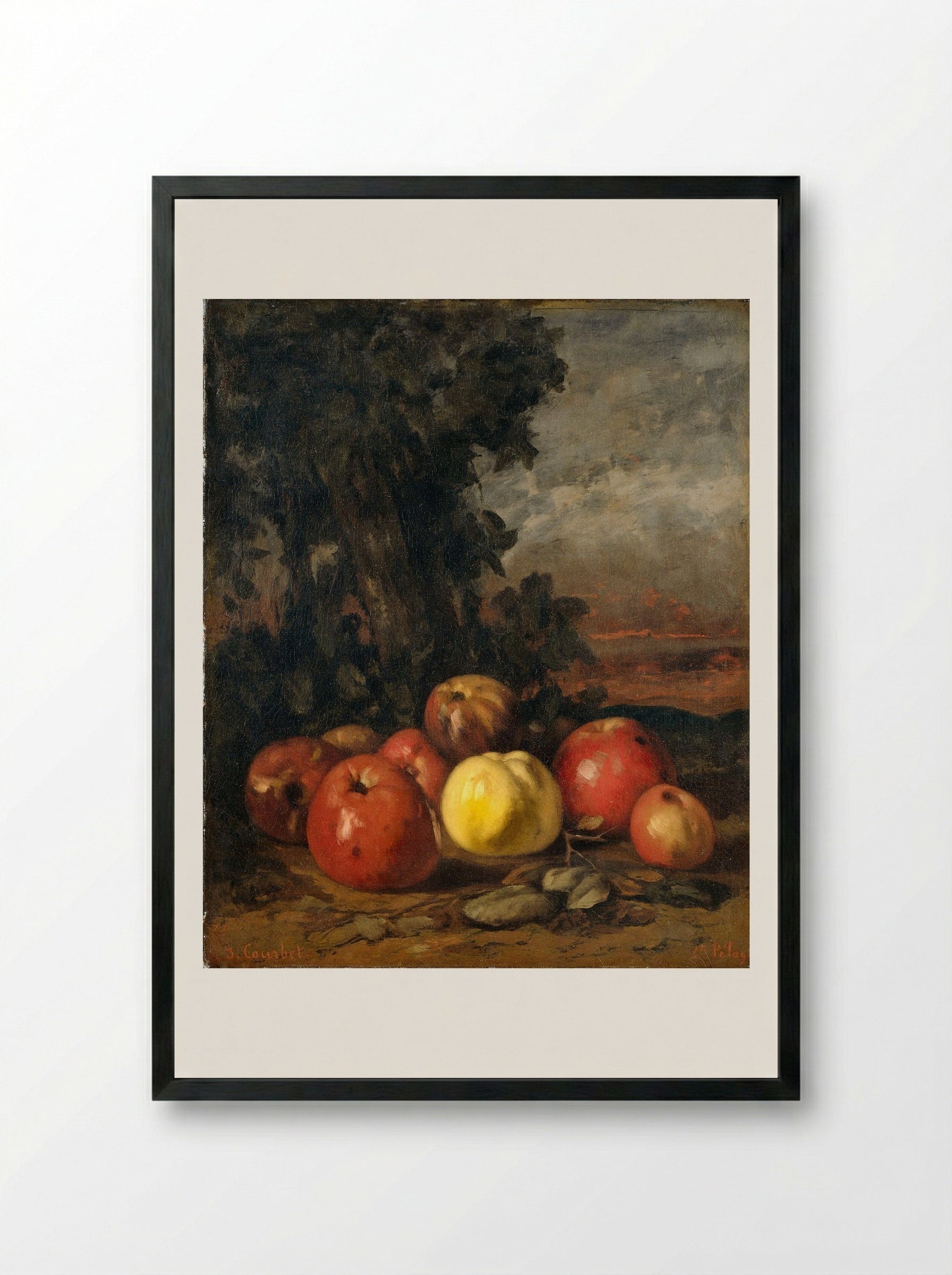 Still Life with Apples - Gustave Courbet - Framed Print Black