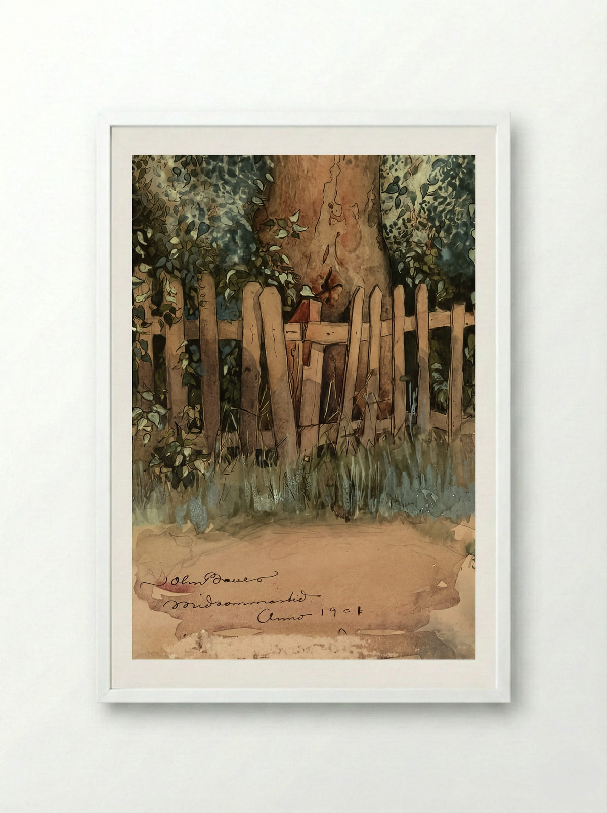 Midsummer Time - John Bauer - Framed Print White