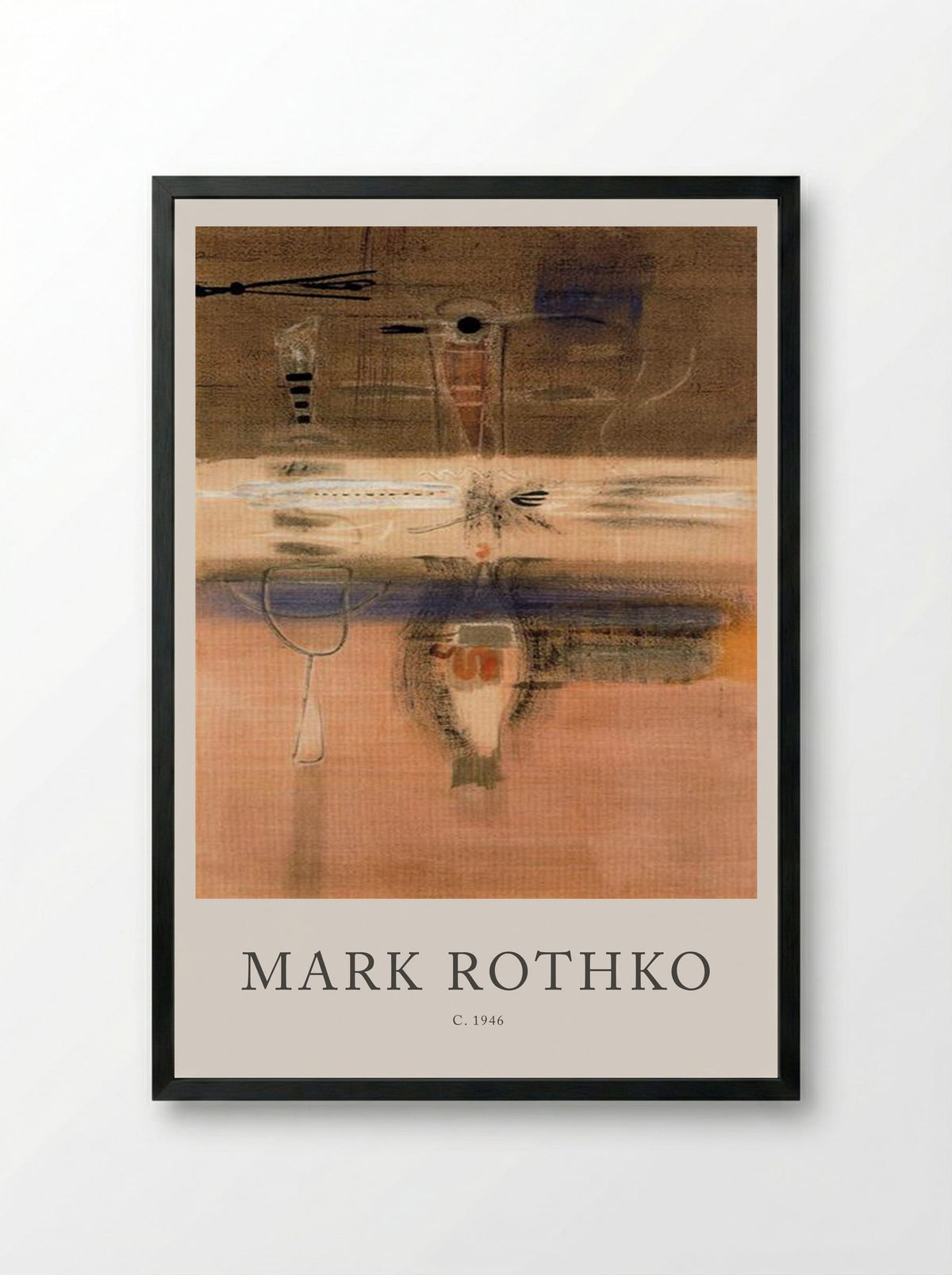 Untitled (Biomorphic Composition) - Mark Rothko - Framed Print Black
