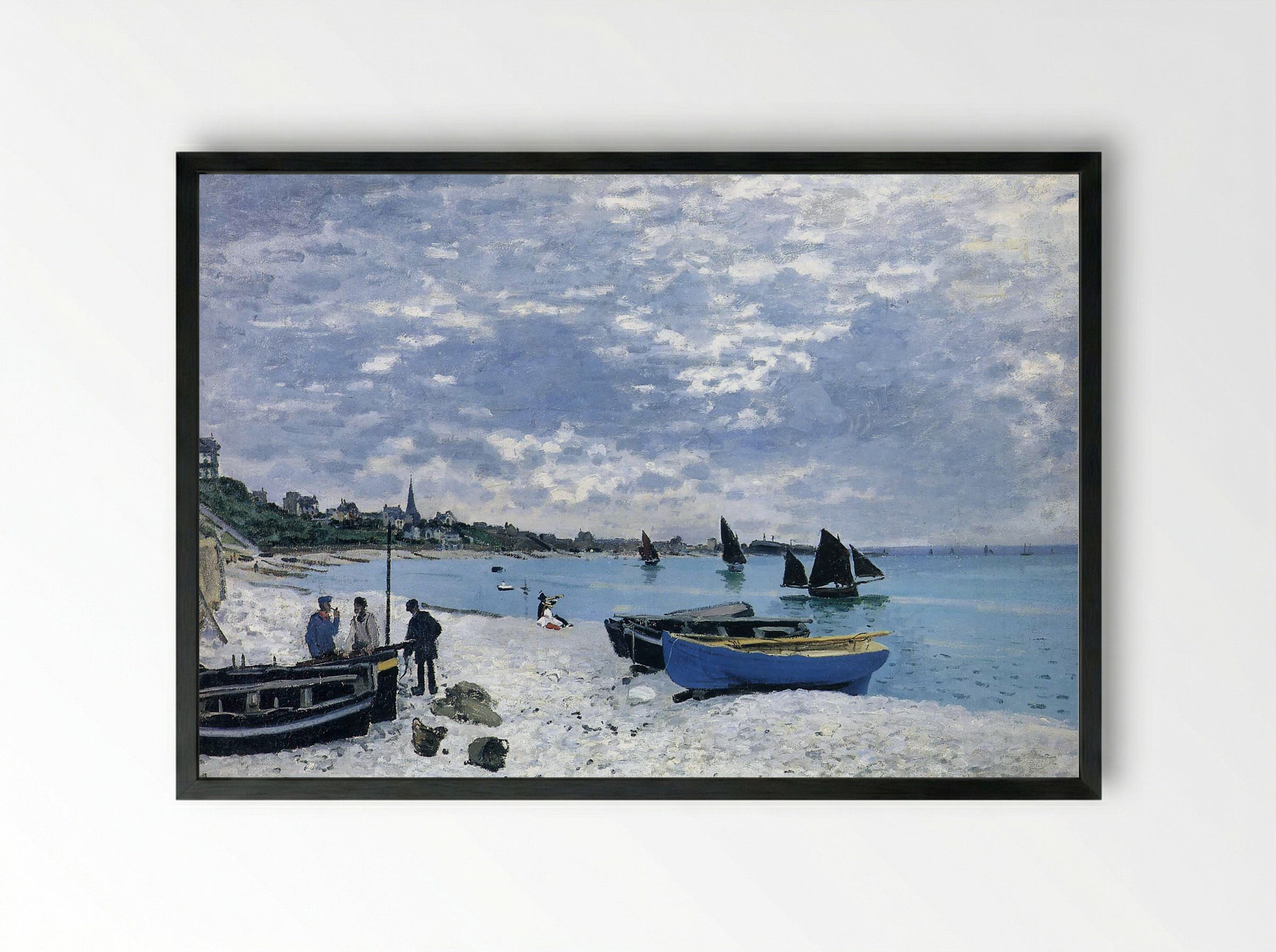 The Beach at Sainte-Adresse - Claude Monet - Framed Print Black