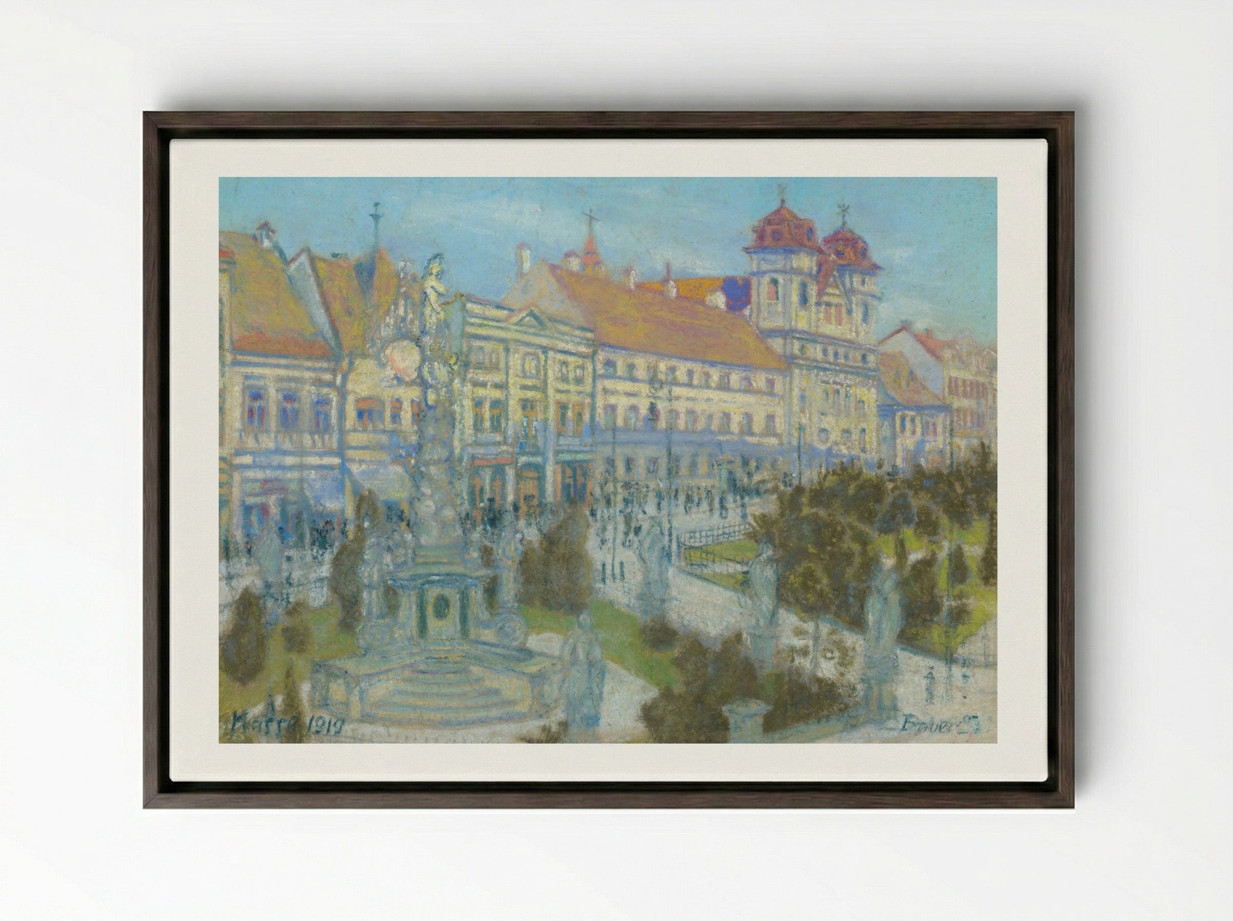 On Hlavná Street in Košice - Konštantín Bauer - Framed Canvas Dark Wood