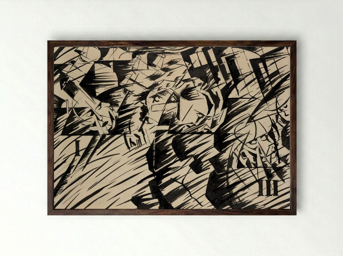 States of Mind I: The Farewells - Umberto Boccioni - Framed Print Dark Wood