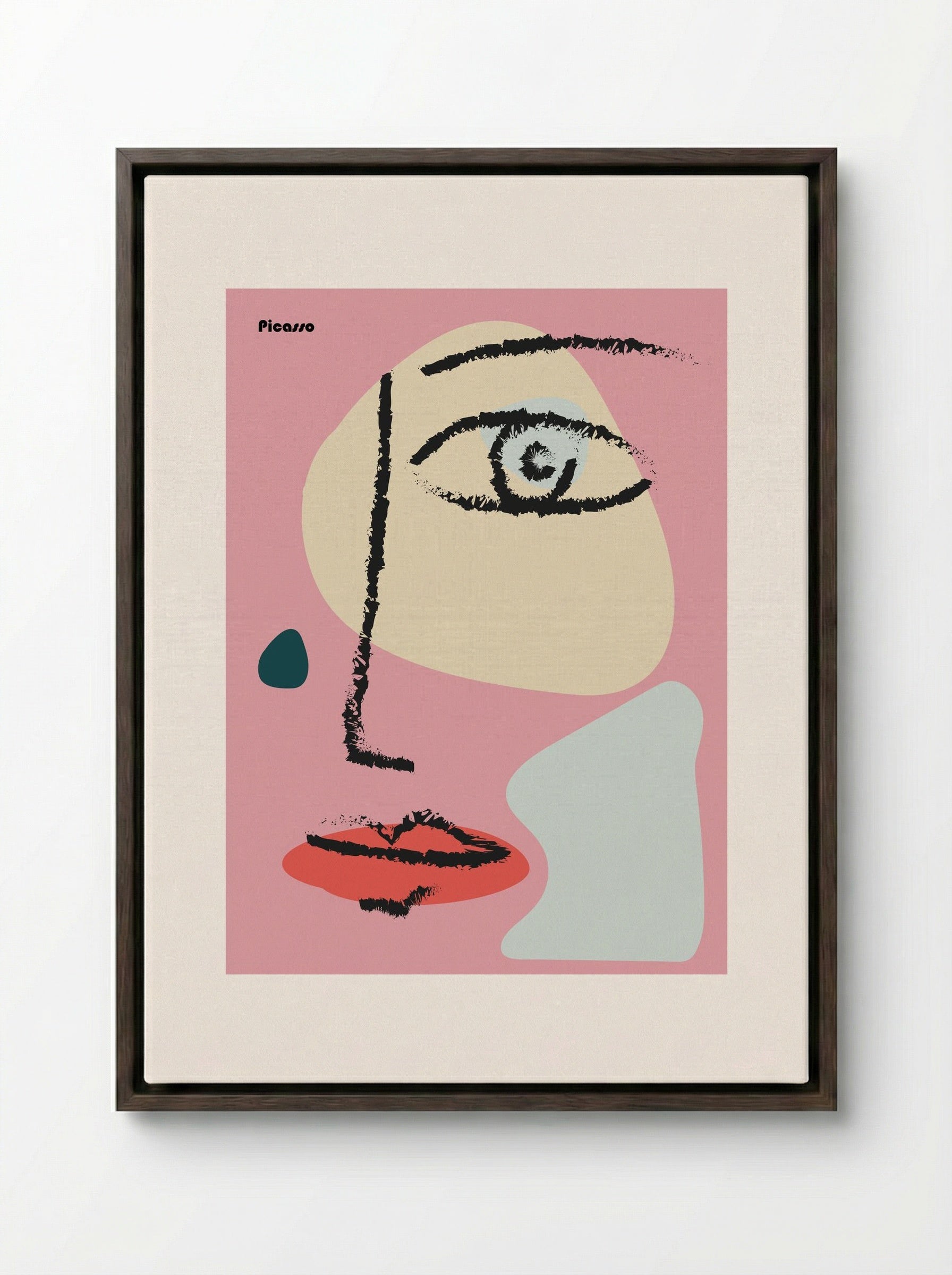 Abstract Face - Pablo Picasso - Framed Canvas Dark Wood
