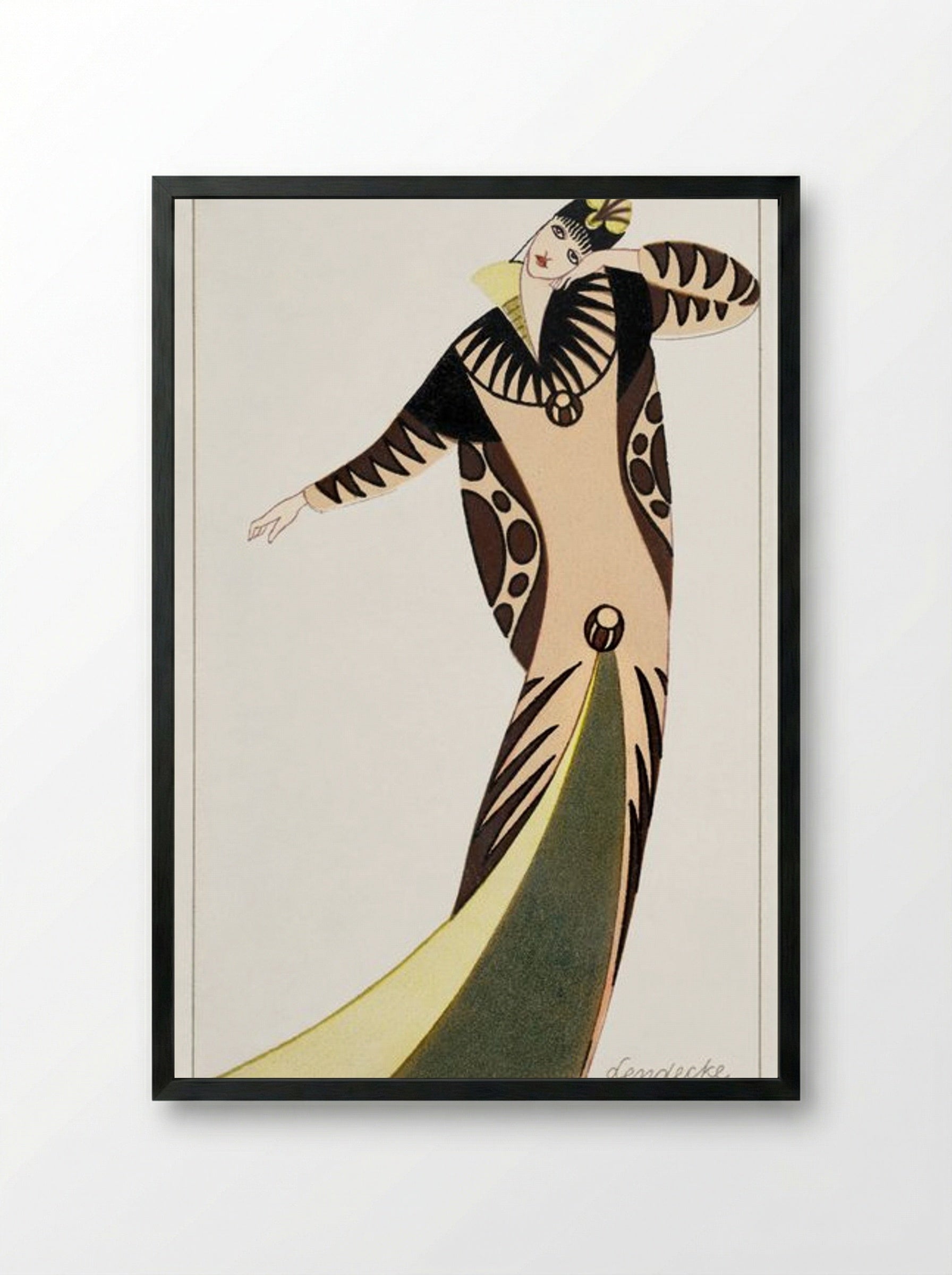 Woman in a Long Tubular Dress - Otto Friedrich Carl Lendecke - Framed Print Black