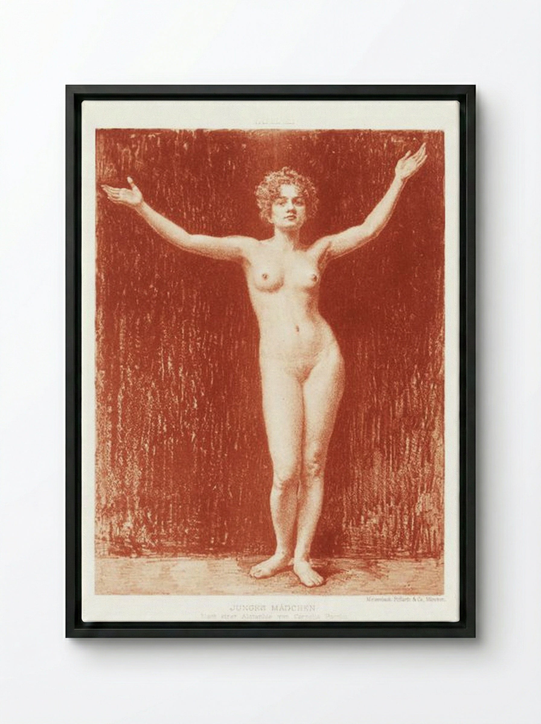 Young Girl (Standing Nude with Arms Raised) - Cornelia Paczka-Wagner - Framed Canvas Black