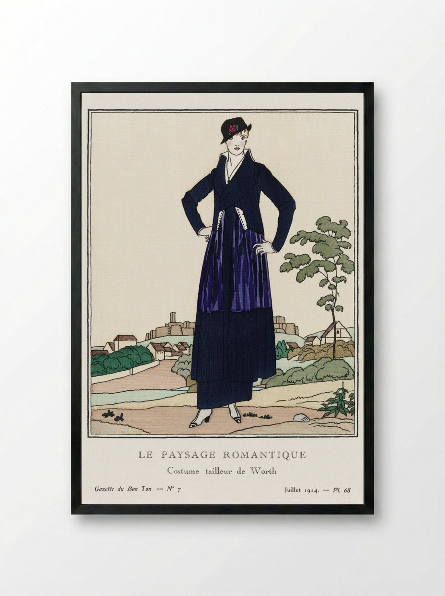 Le Paysage Romantique, Costume Tailleur de Worth - Bernard Boutet de Monvel - Framed Print Black