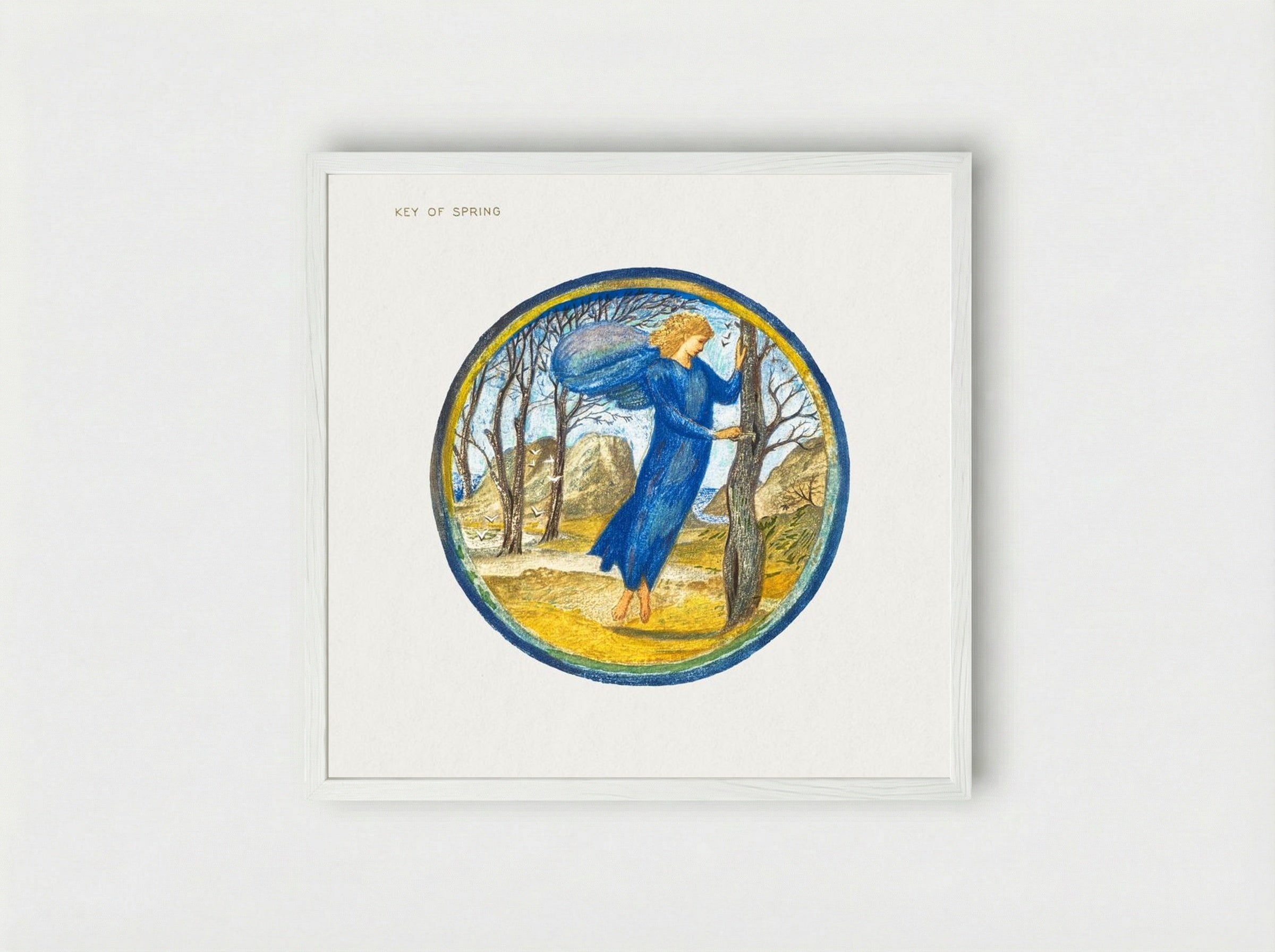 Key of Spring - Edward Burne-Jones - Framed Print White