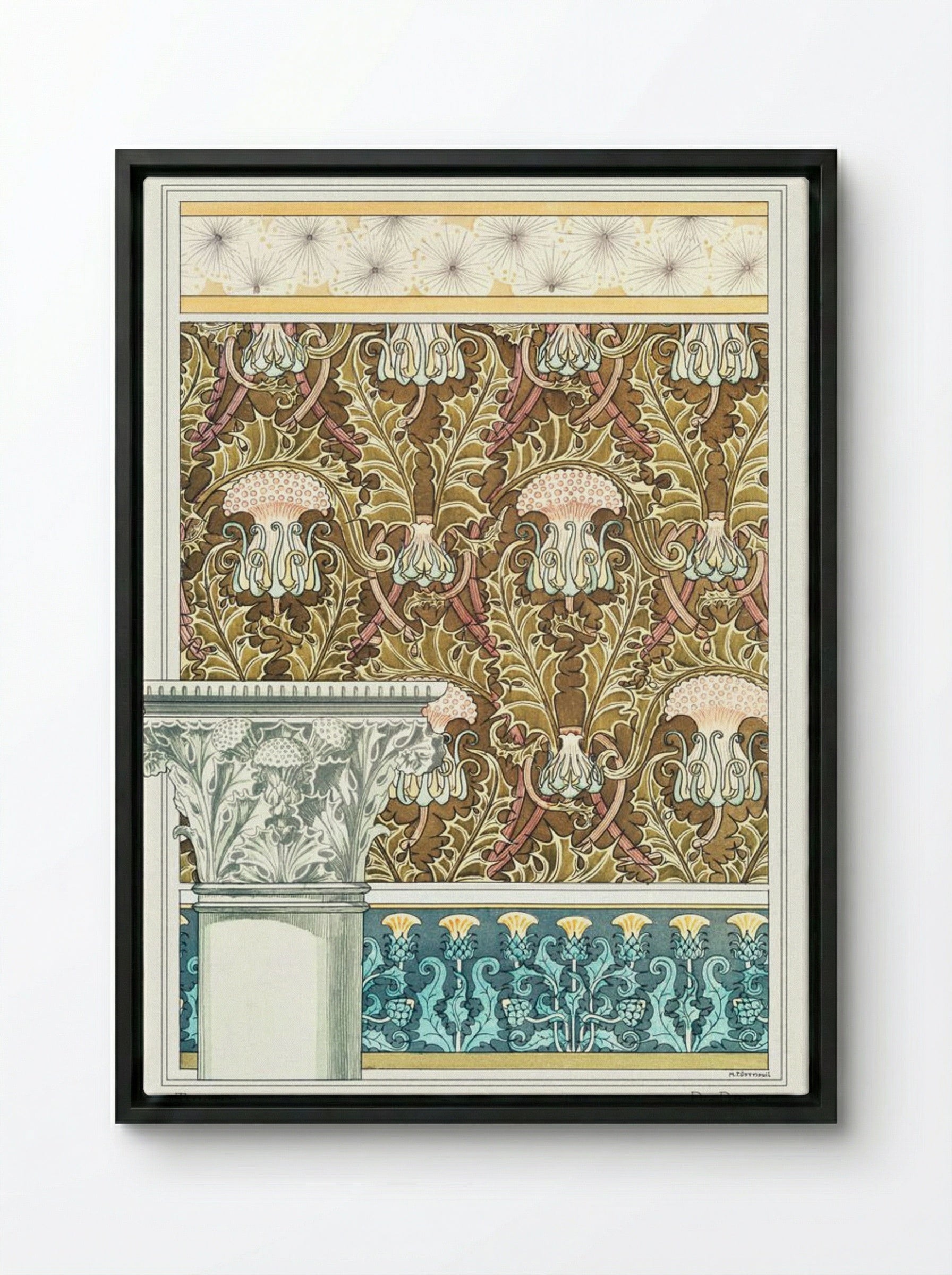 Chardon (Thistle) from La Plante et ses Applications ornementales - Maurice Pillard Verneuil - Framed Canvas Black