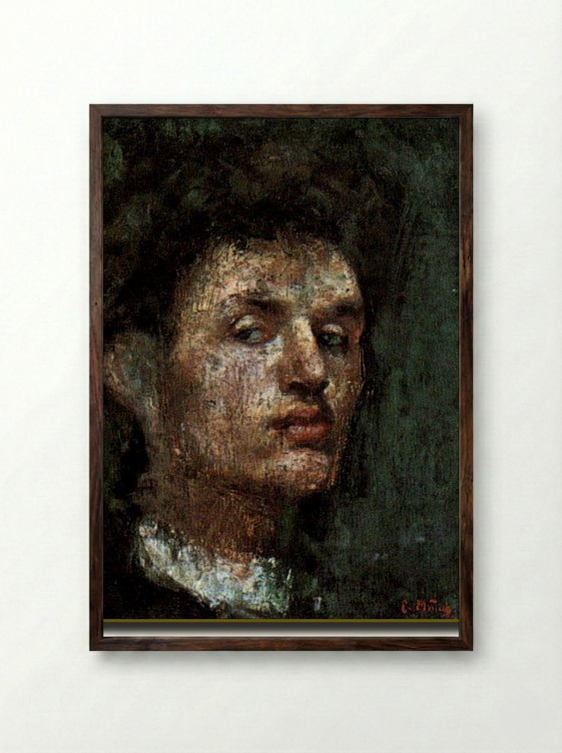 Self-Portrait Dedicated to Anquetin - Émile Bernard - Framed Print Dark Wood