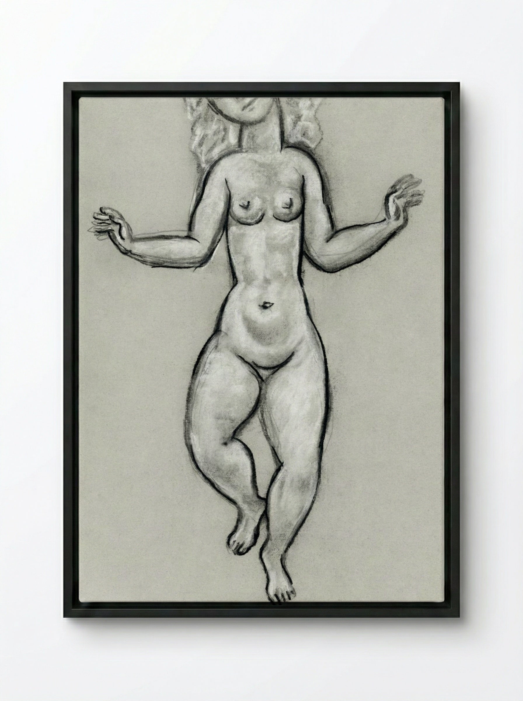 Dancing Naked Woman - Leo Gestel - Framed Canvas Black