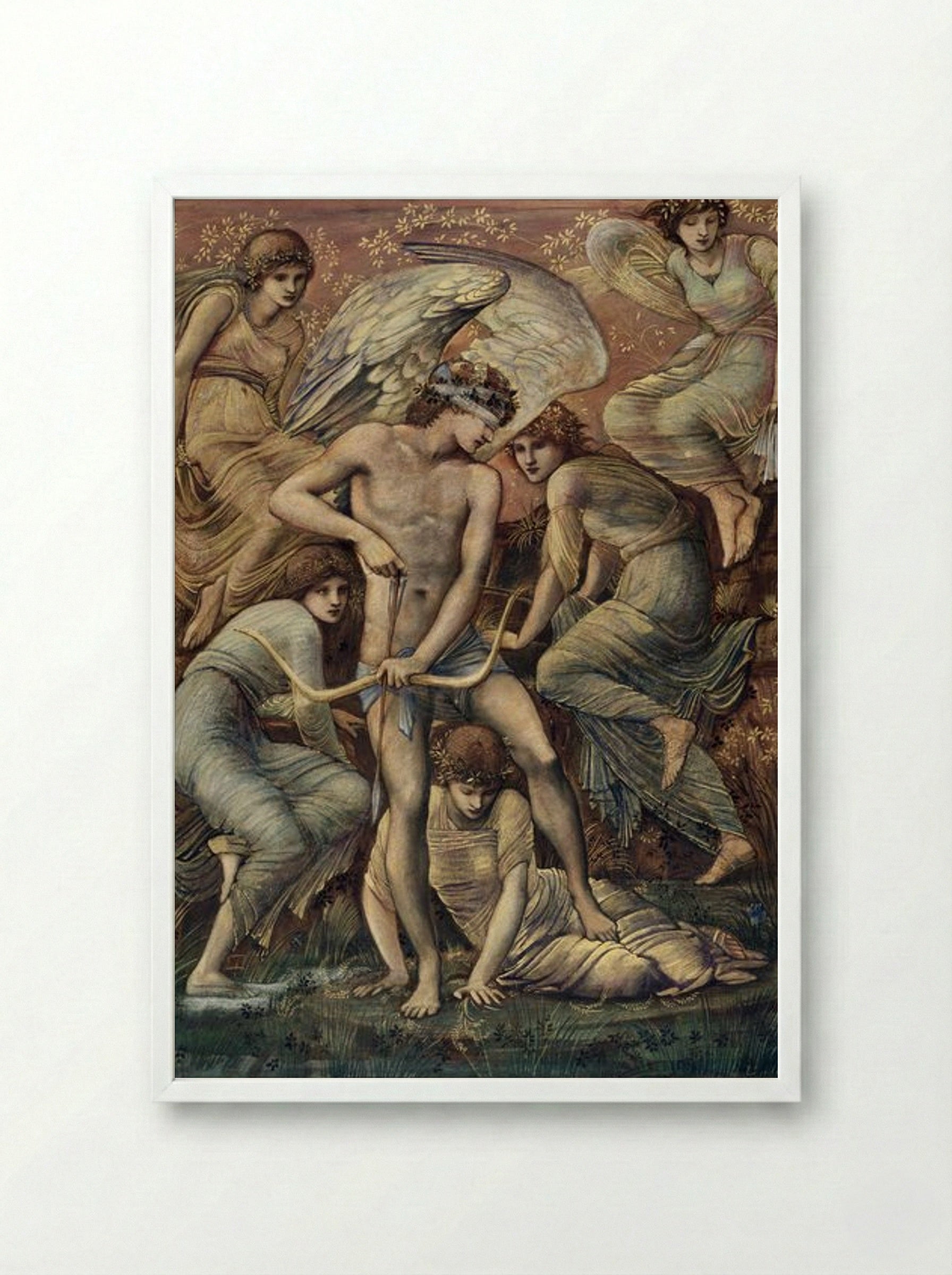 Cupid's Hunting Fields - Edward Burne-Jones - Framed Print White