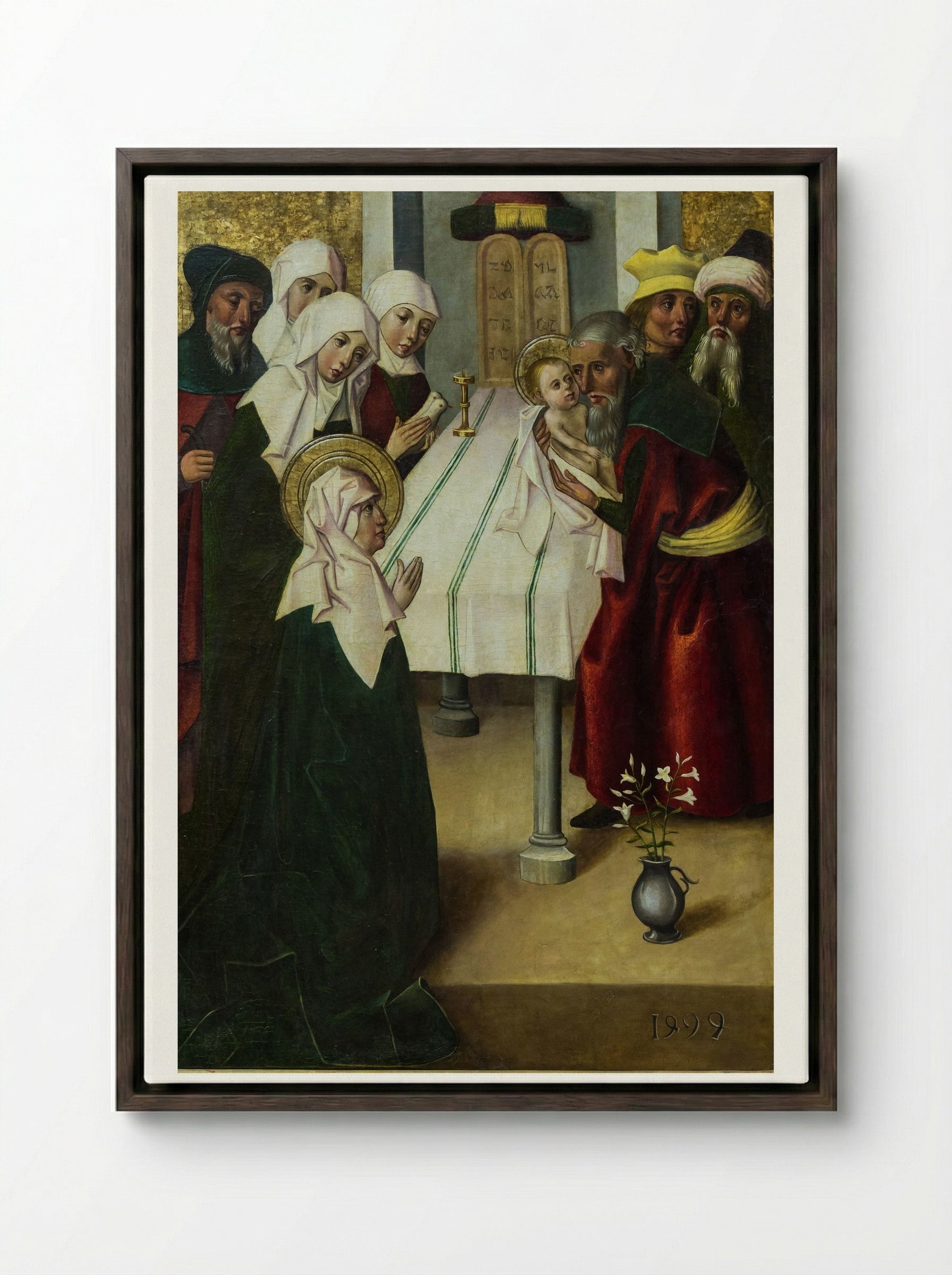 Presentation at the Temple - Meister von Seitenstetten - Framed Canvas Dark Wood