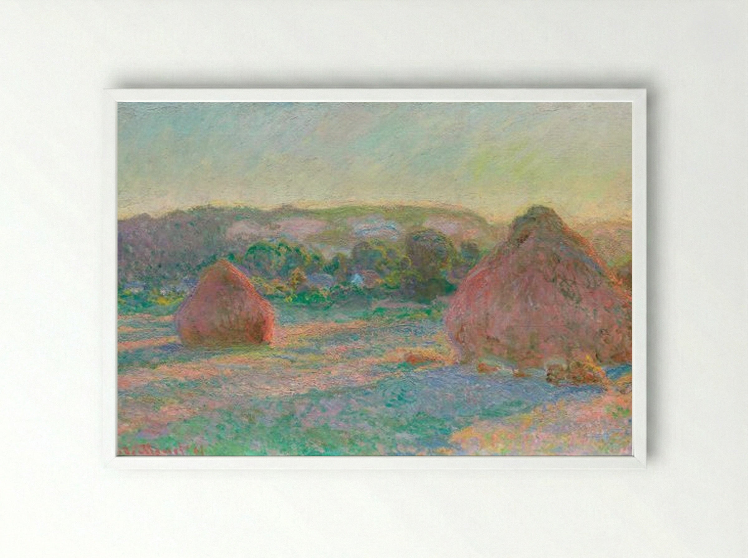 Stacks of Wheat (End of Summer) - Claude Monet - Framed Print White
