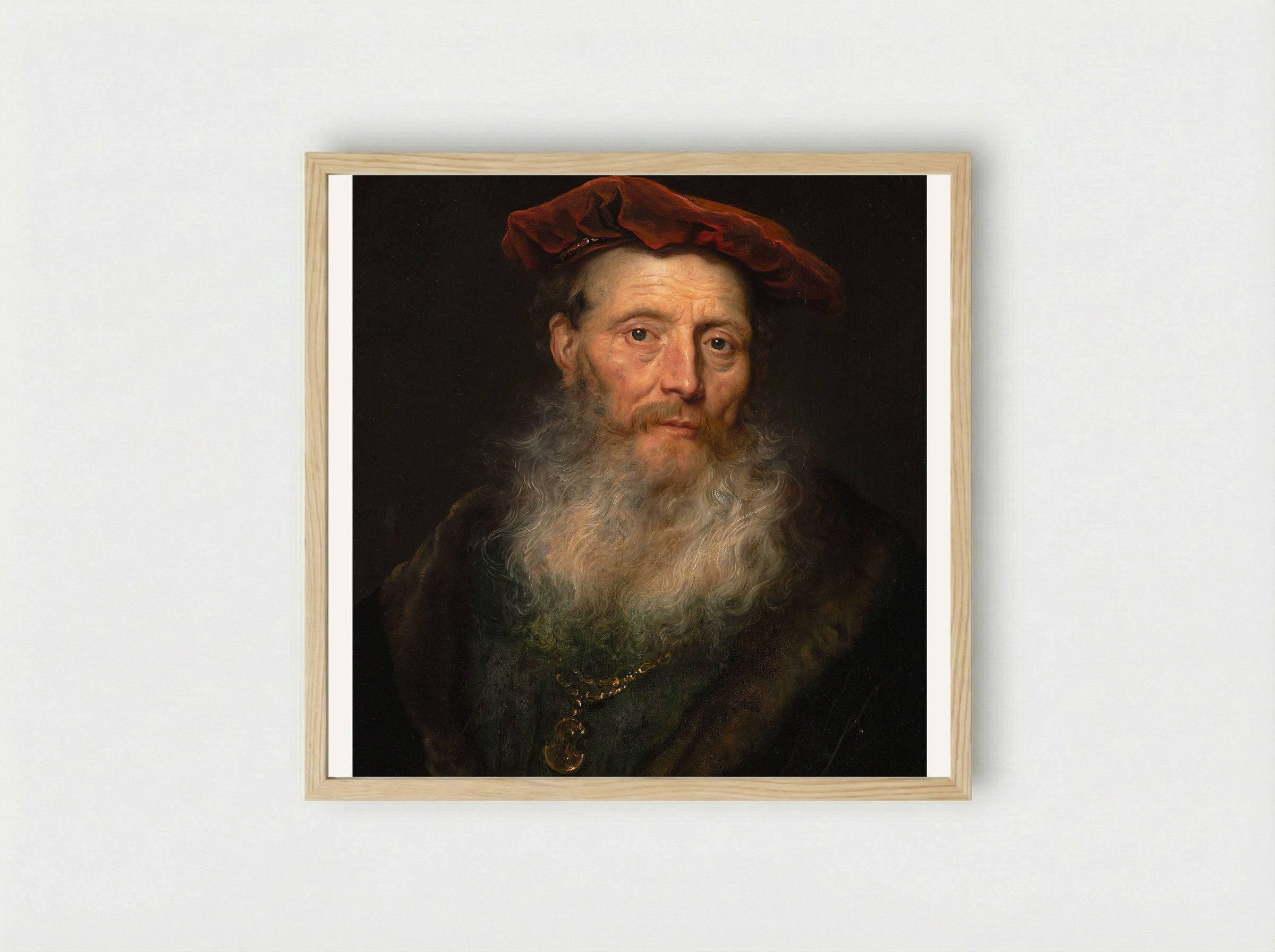 Bearded Man with a Velvet Cap - Govert Flinck - Framed Print Wood