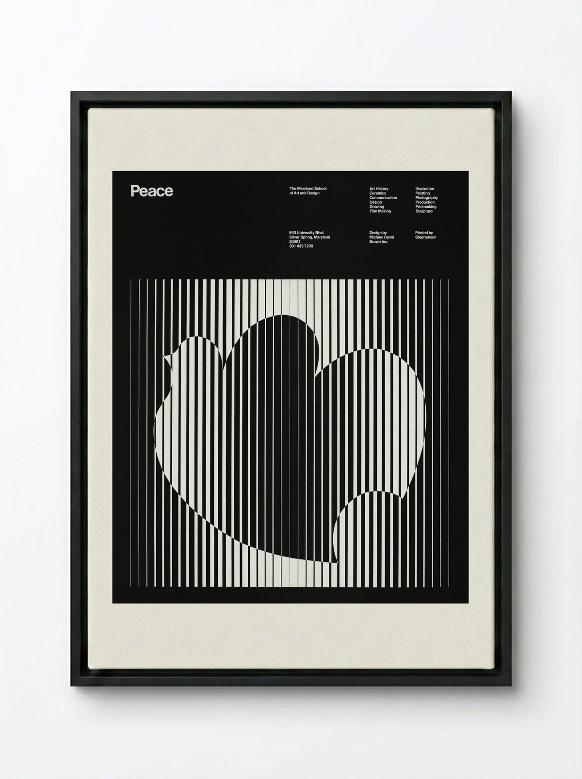 Peace (Maryland School of Art and Design Poster) - Michael David Brown - Framed Canvas Black