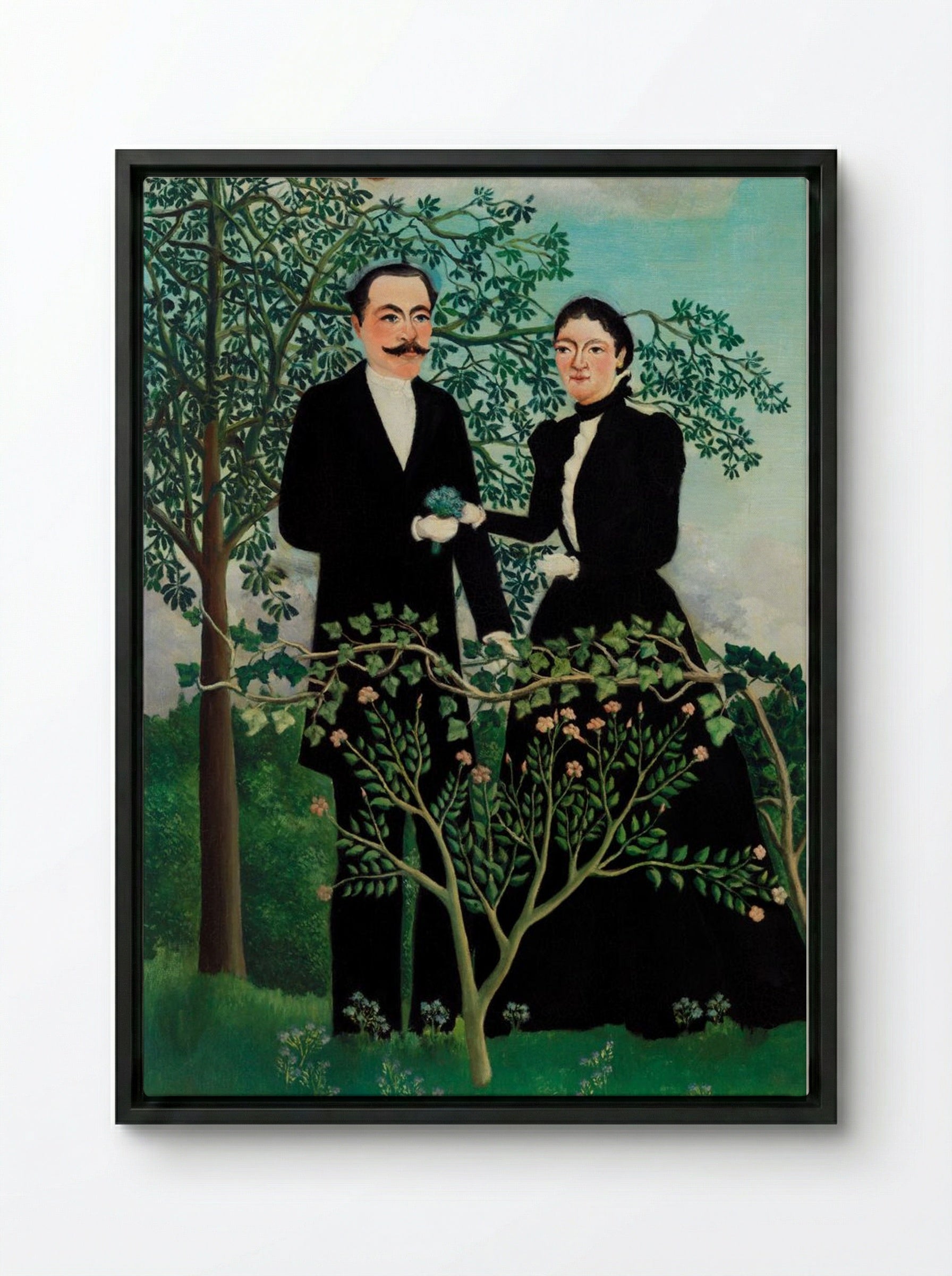 The Past and the Present, or Philosophical Thought - Henri Rousseau - Framed Canvas Black