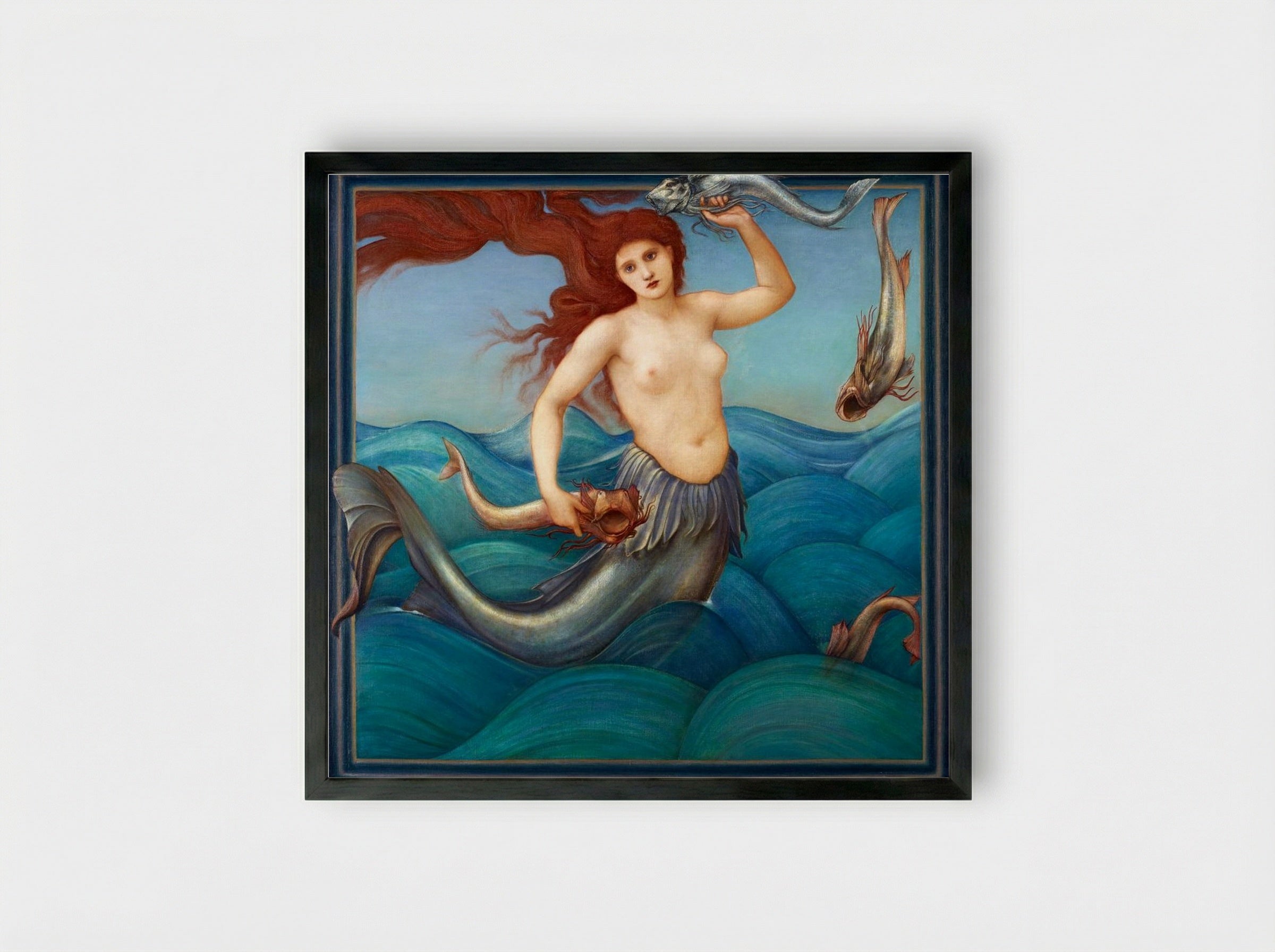 A Sea Nymph - Edward Burne-Jones - Framed Print Black