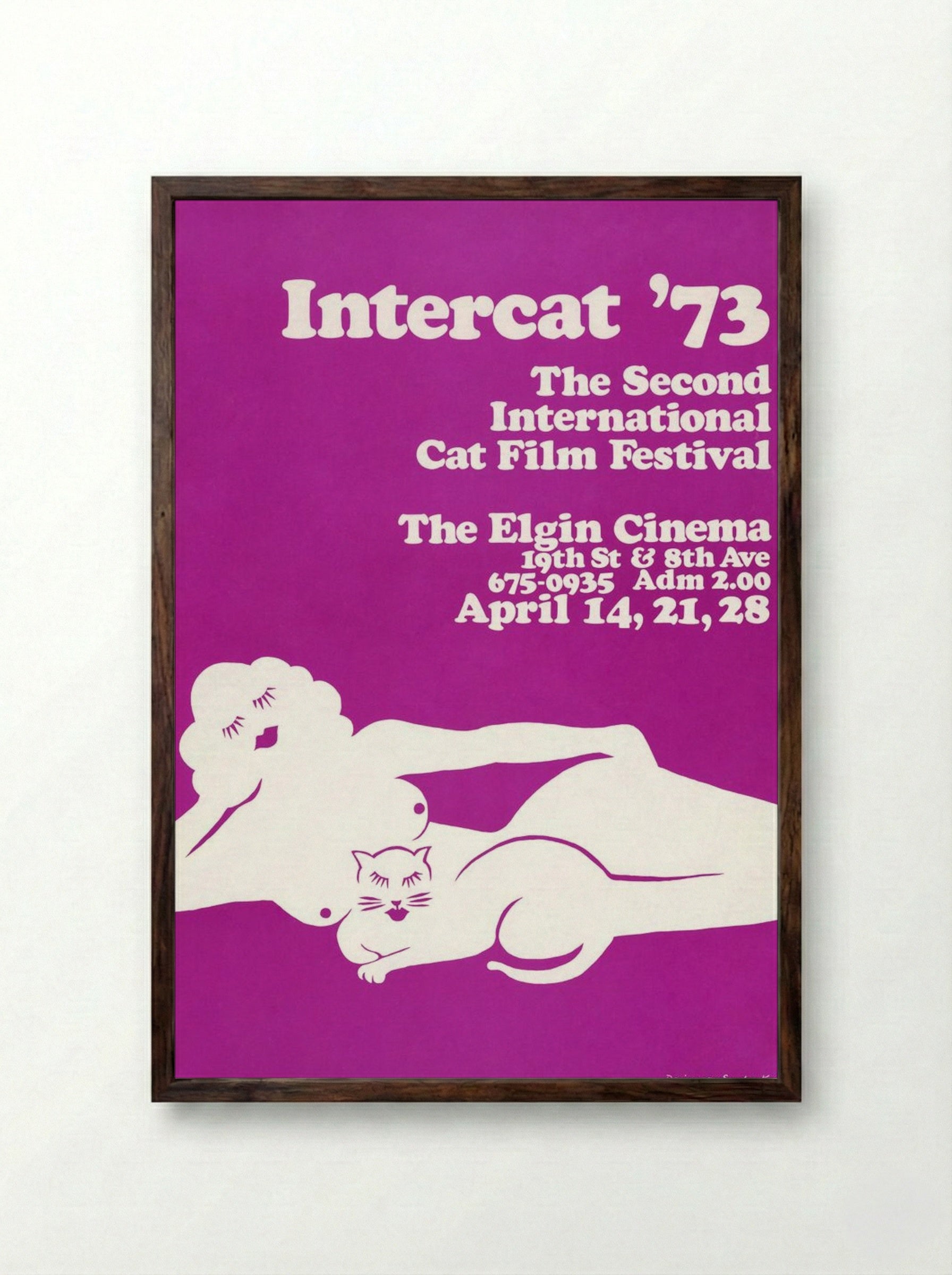 Intercat '73: The Second International Cat Film Festival - Sandra Kopell - Framed Print Dark Wood